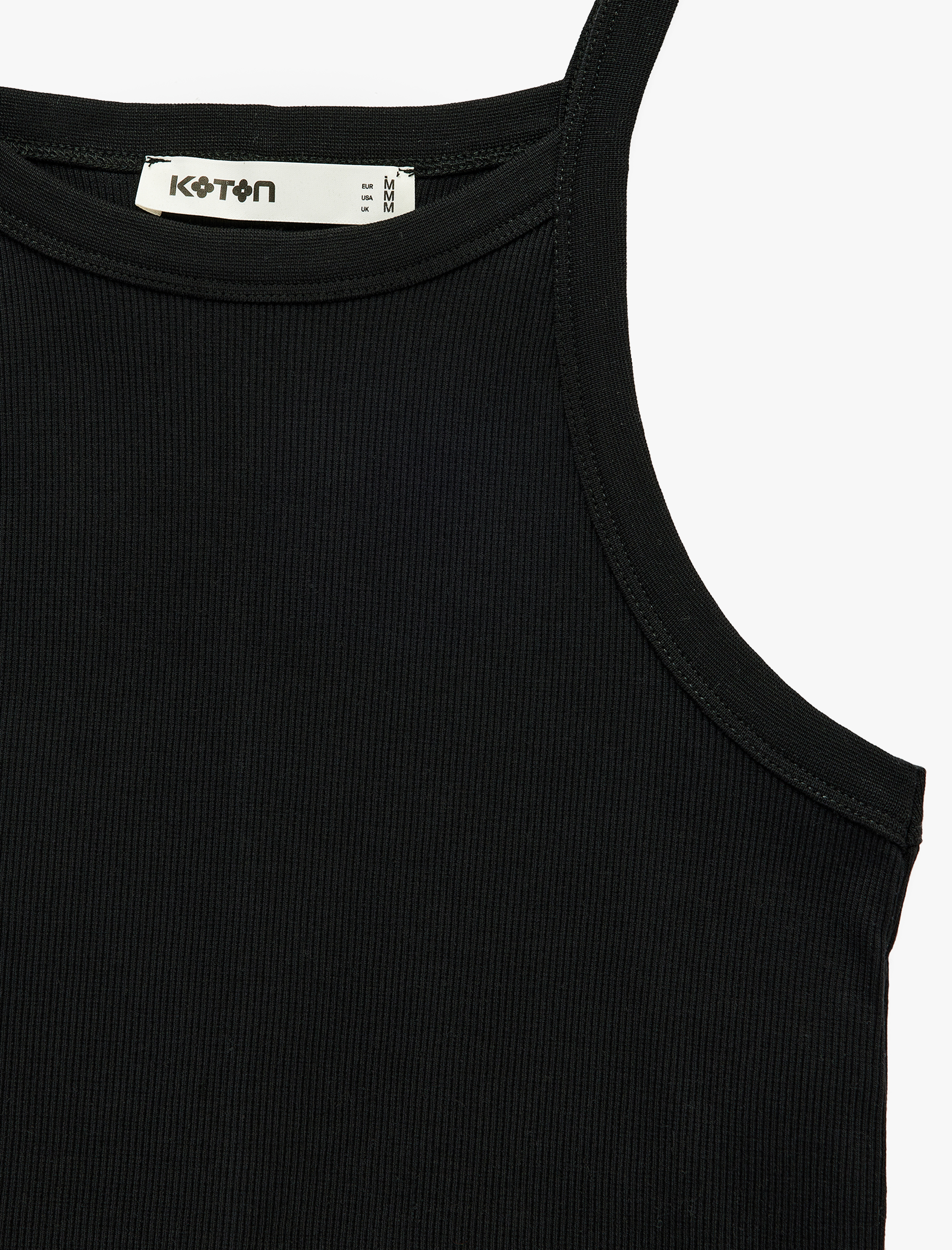  Pamuklu Ribanalı Slim Fit Kolsuz Halter Yaka Crop Top