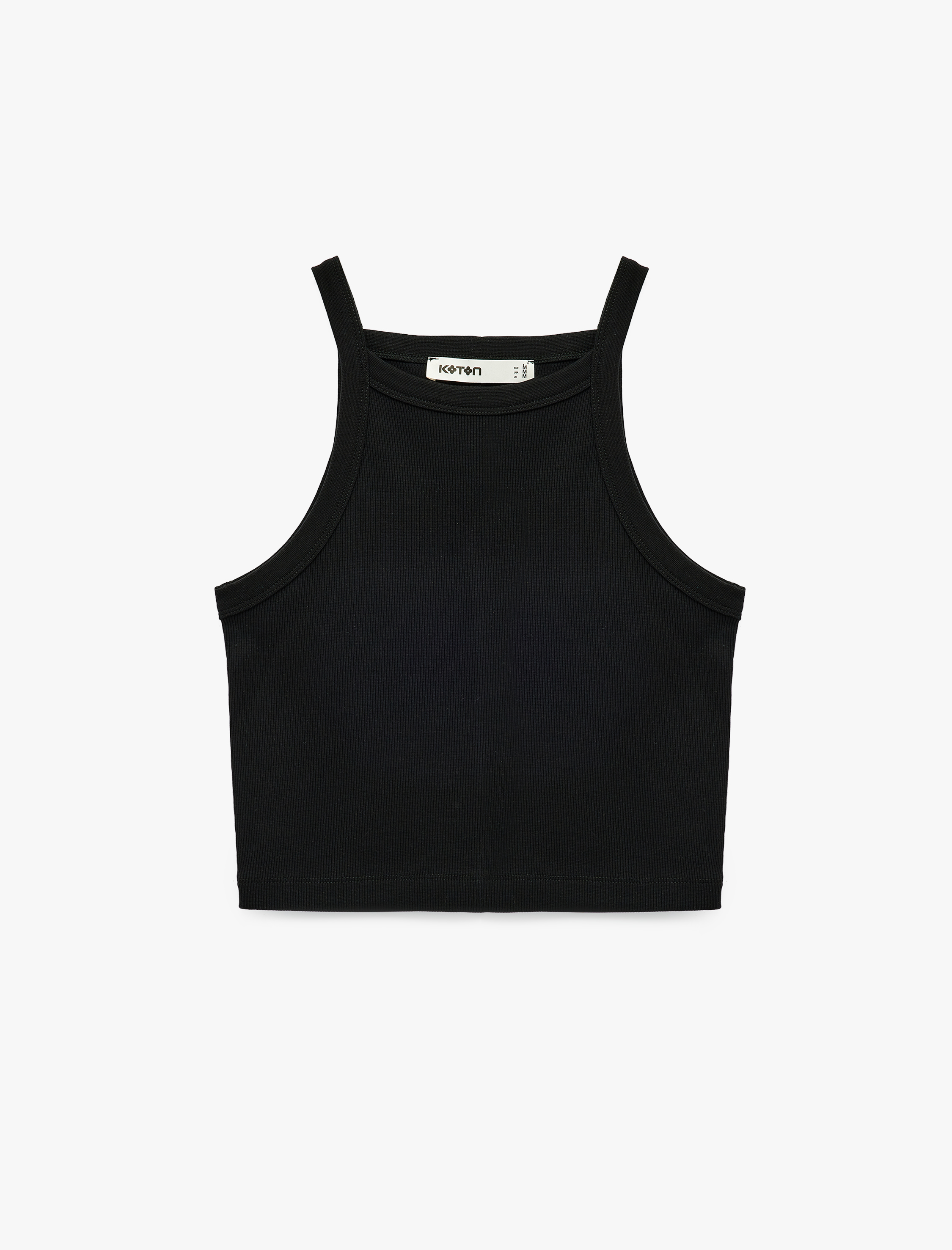   Pamuklu Ribanalı Slim Fit Kolsuz Halter Yaka Crop Top