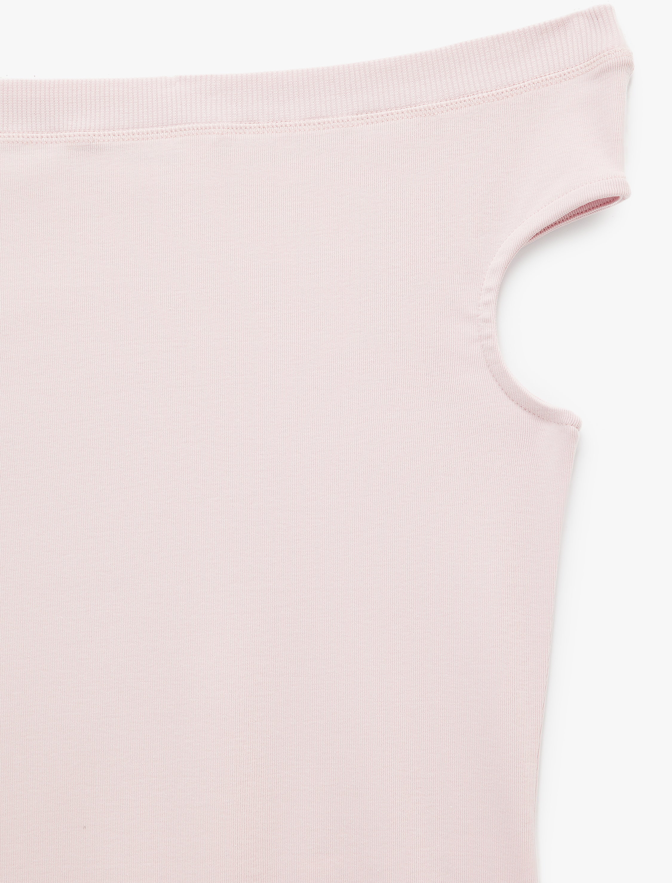   Pamuklu Ribanalı Slim Fit Omzu Açık Madonna Yaka Tişört