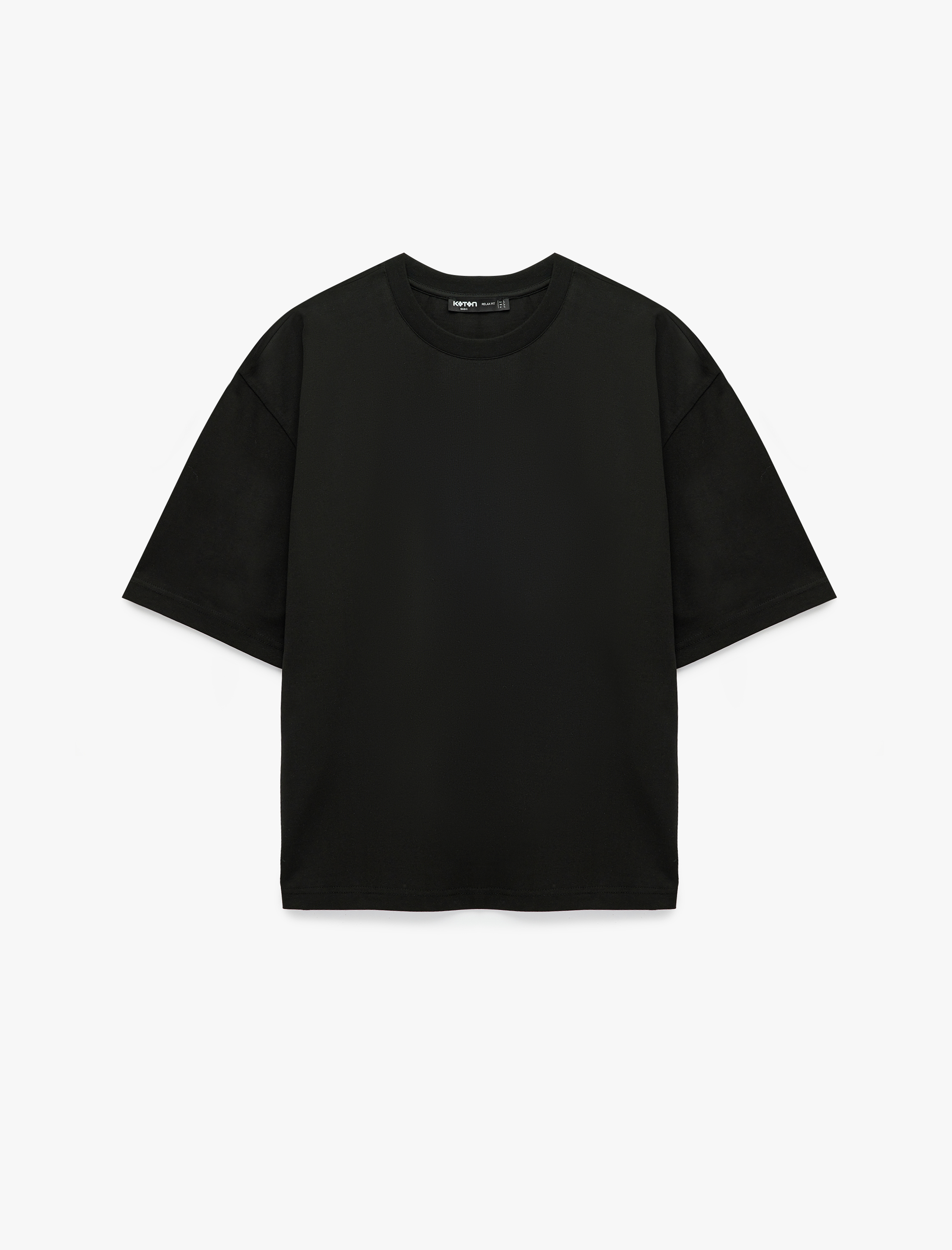   Pamuklu 3/4 Kollu Bisiklet Yaka Oversize Tişört