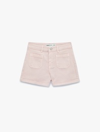 Cep Detaylı Normal Bel Pamuklu Slim Fit Mini Şort
