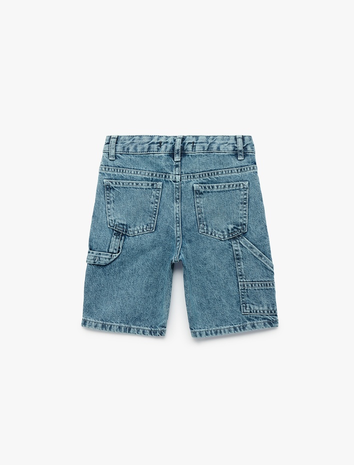 Erkek Çocuk Pamuklu Cep Detaylı Denim Şort