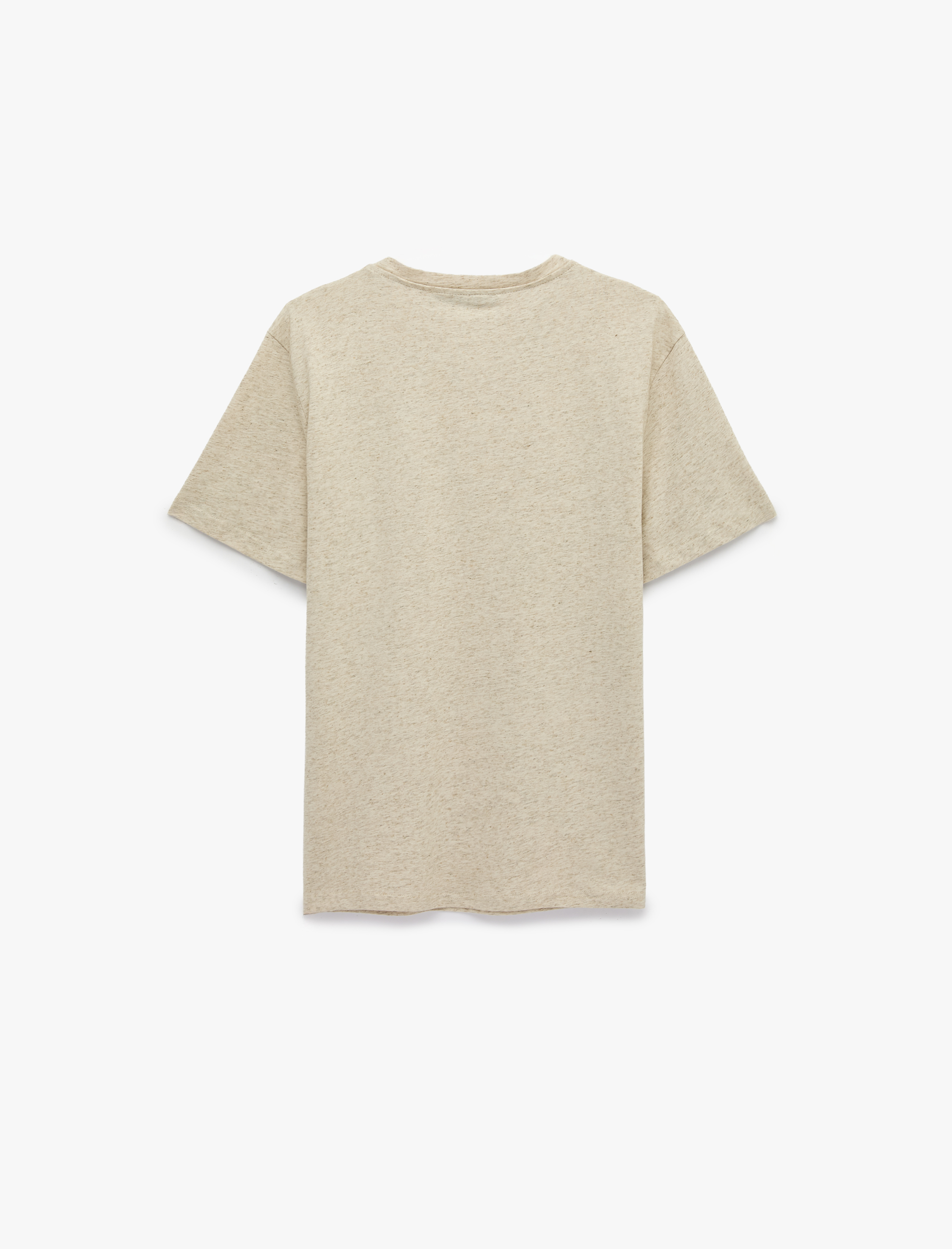   Keten Karışımlı Regular Fit Düğmeli Henley Yaka Kısa Kollu Tişört