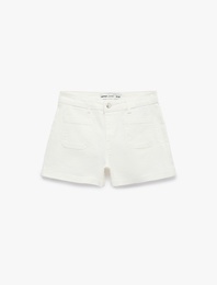 Cep Detaylı Normal Bel Pamuklu Slim Fit Mini Şort