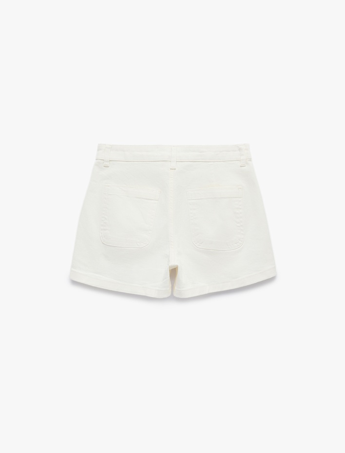  Cep Detaylı Normal Bel Pamuklu Slim Fit Mini Şort