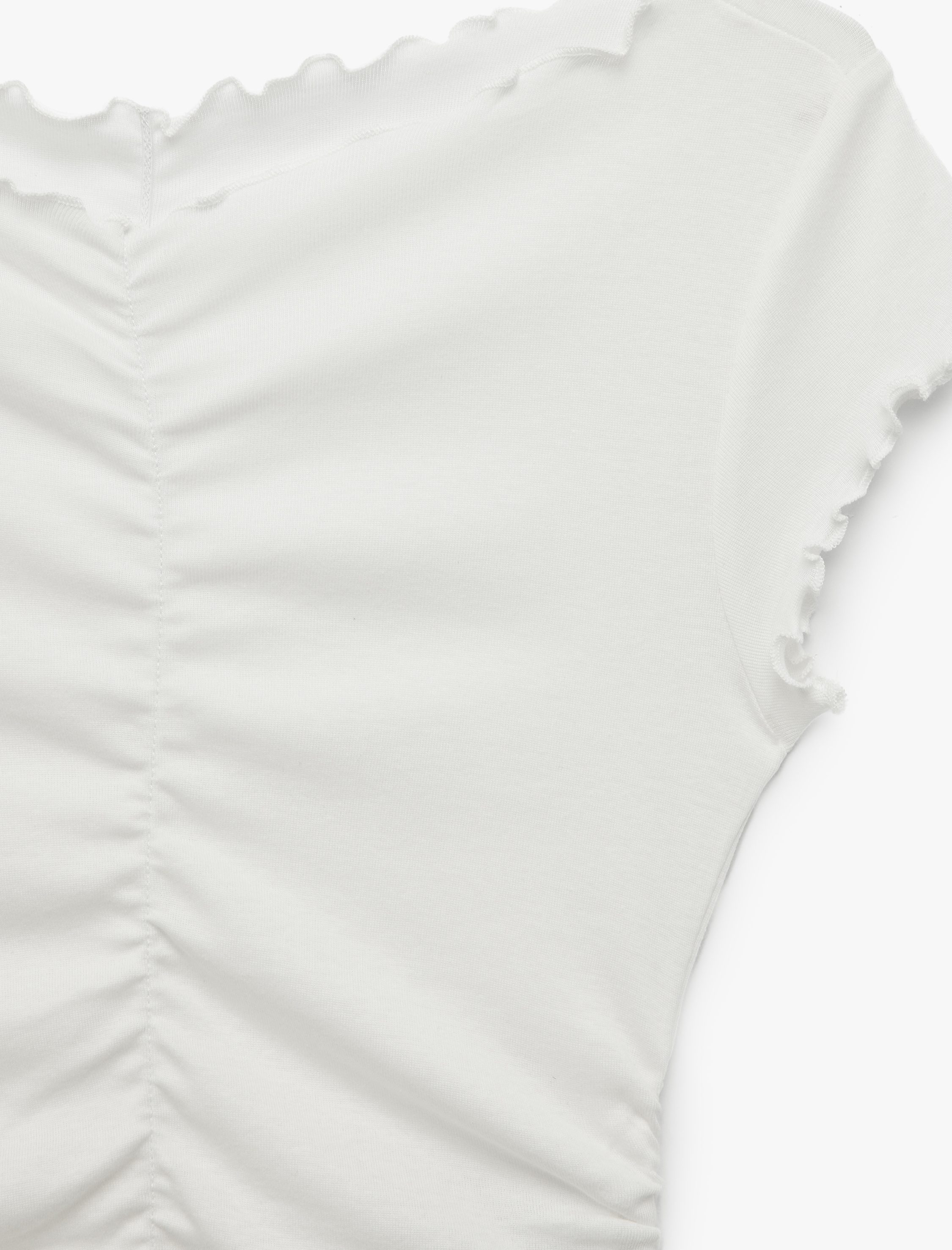   Pamuklu Slim Fit Kısa Kollu V Yaka Büzgülü Tişört
