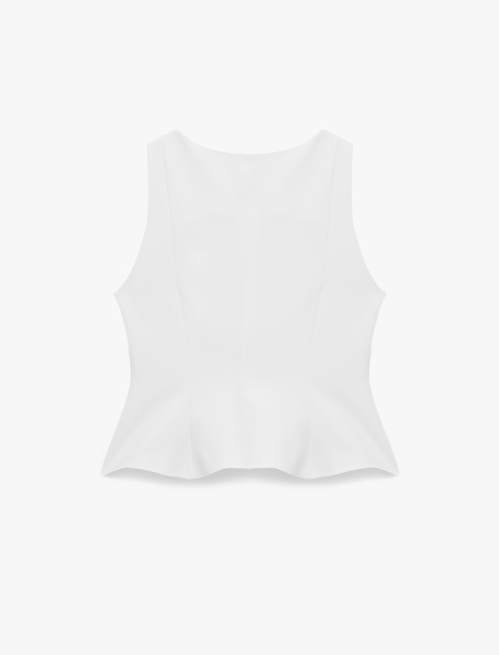  Slim Fit Kolsuz Bisiklet Yaka Peplum Bluz