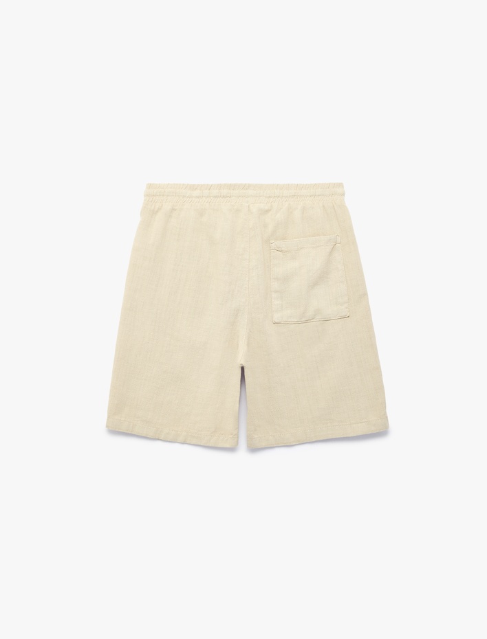  Regular Fit Cepli Pamuklu Beli Bağcıklı Şort