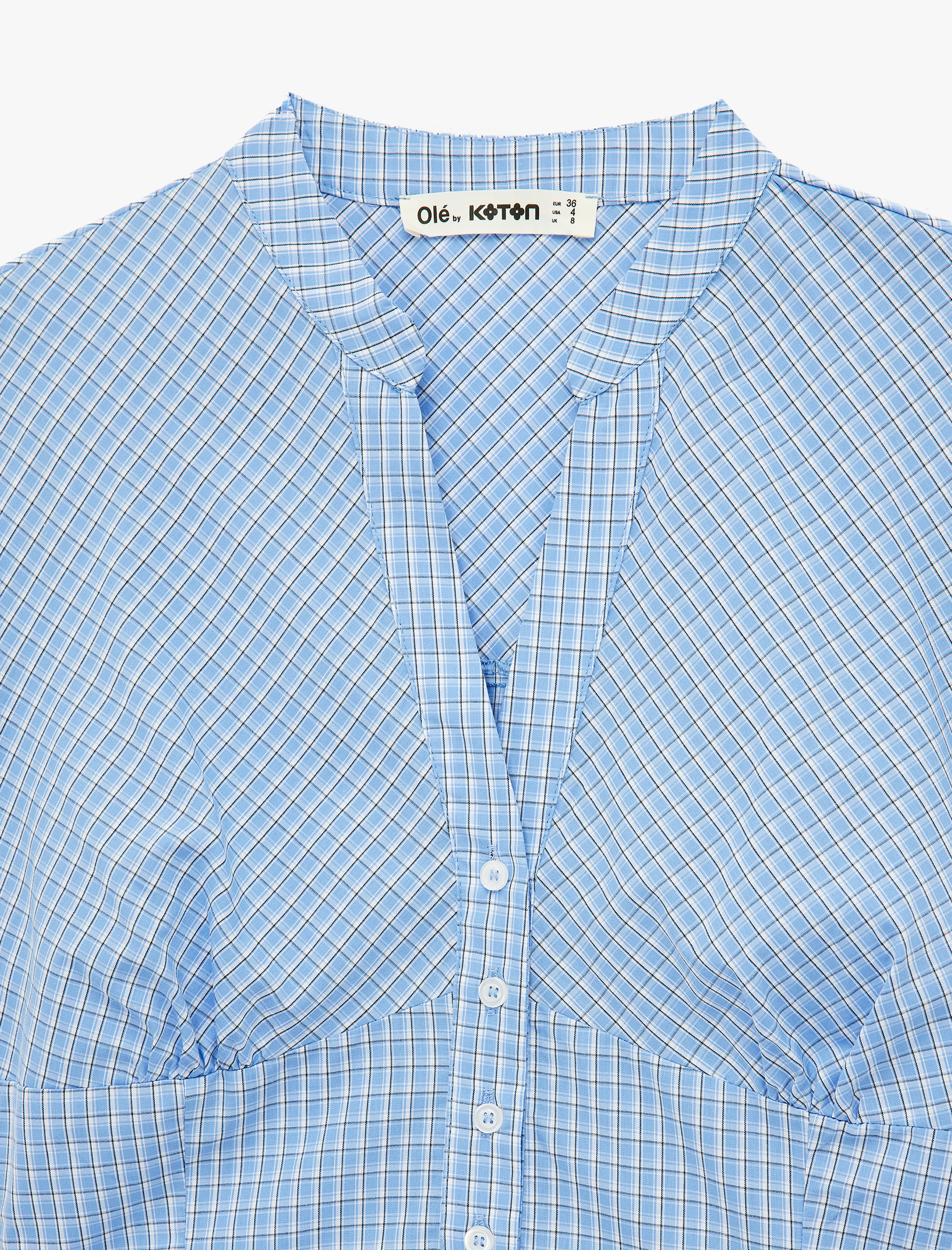   Pamuklu Slim Fit Poplin Balon Kollu V Yaka Gömlek