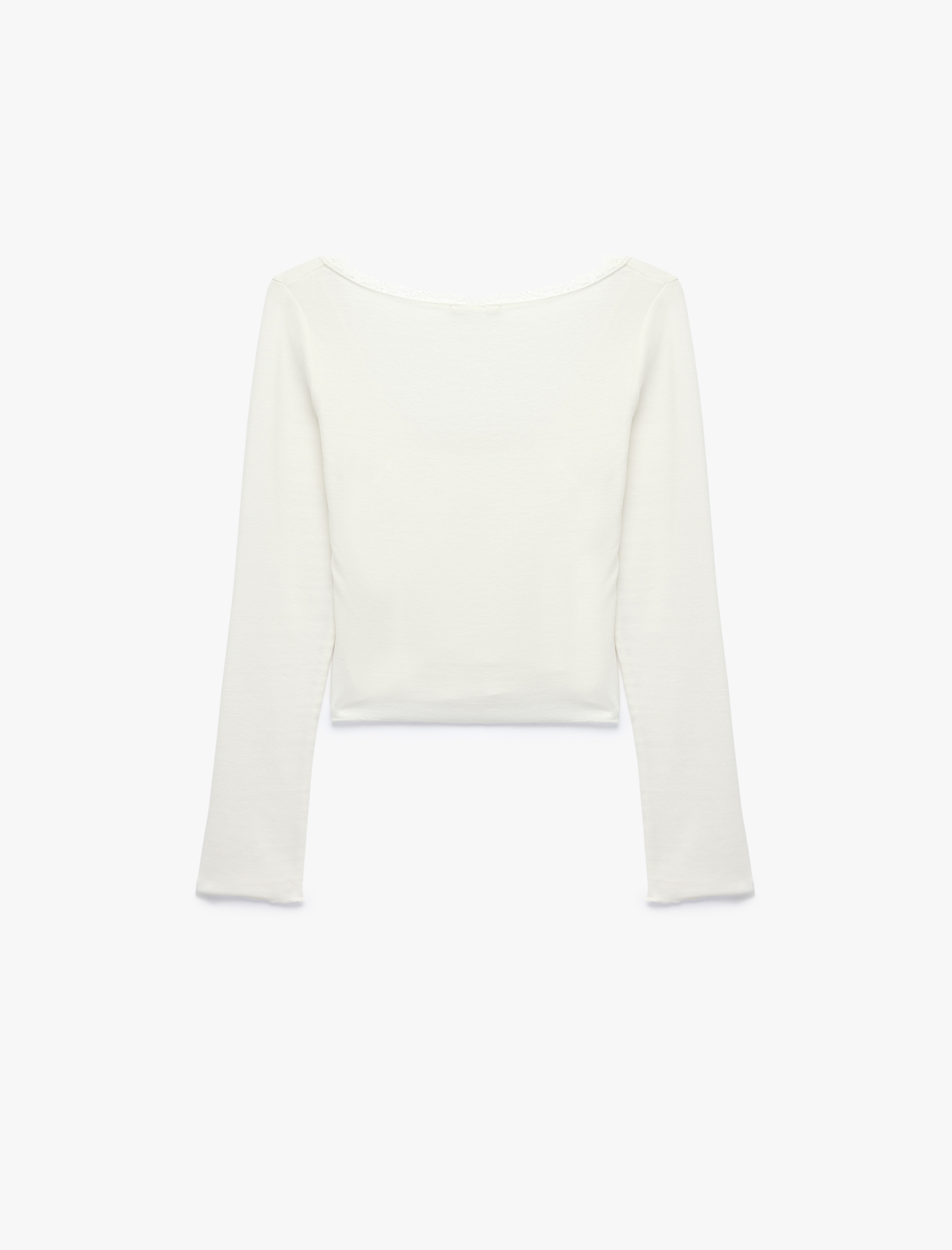   Modal Karışımlı Dantel Detaylı Slim Fit Kısa Kollu U Yaka Hırka