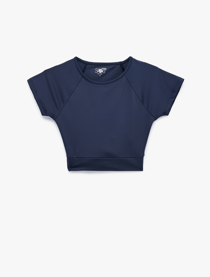  Slim Fit Bağlama Detaylı Crop Spor Tişört