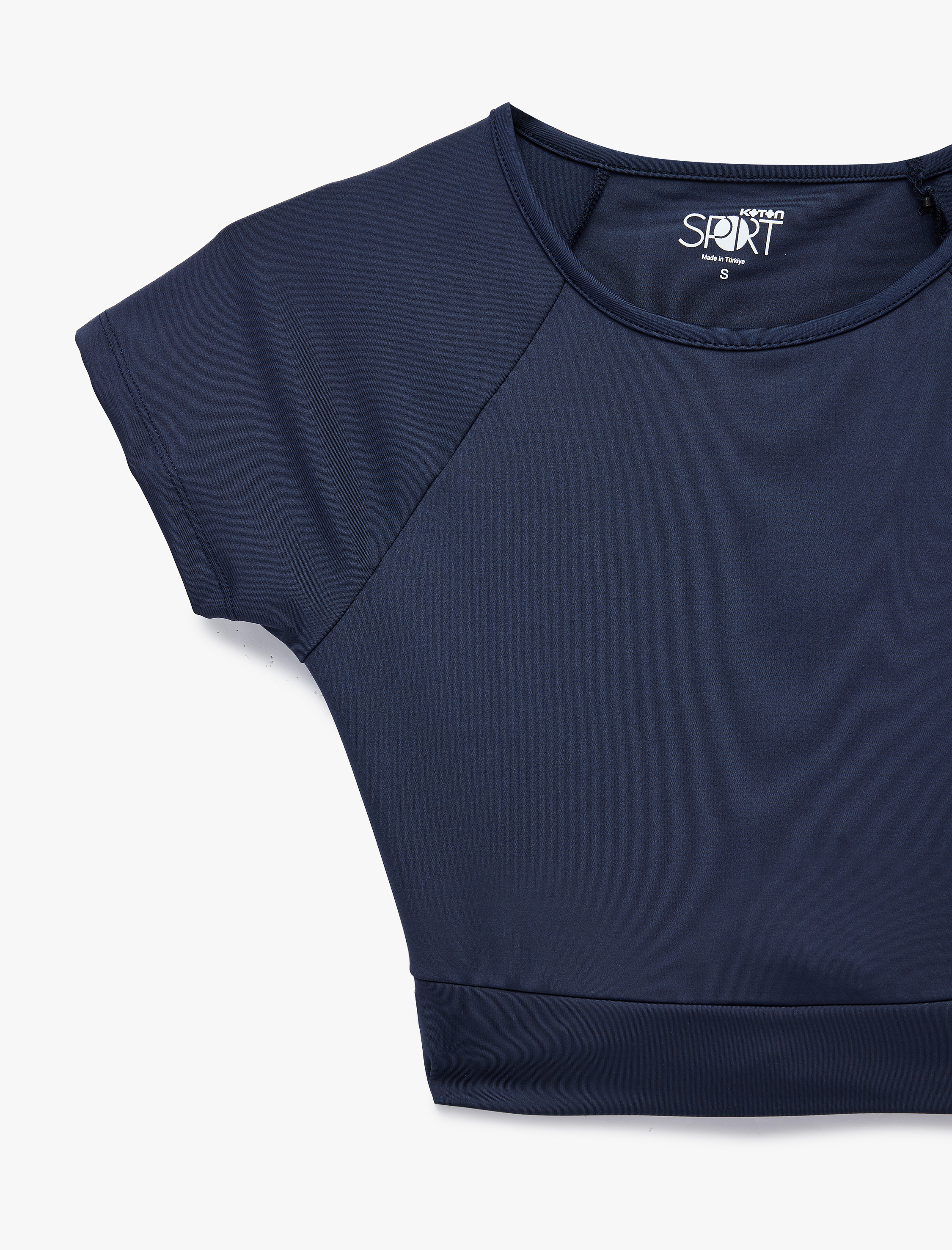   Slim Fit Bağlama Detaylı Crop Spor Tişört