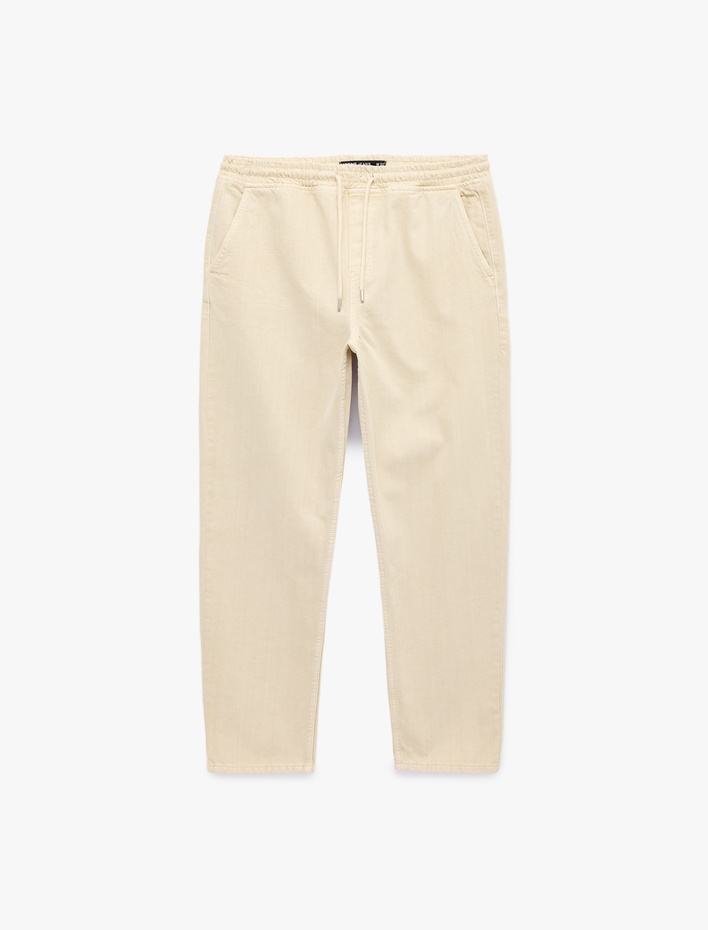  Regular Fit Normal Bel Pamuklu Bol Beli Bağcıklı Baggy Jean Pantolon