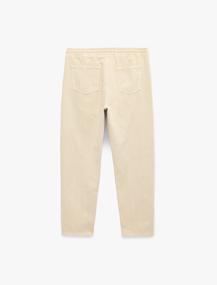  Regular Fit Normal Bel Pamuklu Bol Beli Bağcıklı Baggy Jean Pantolon