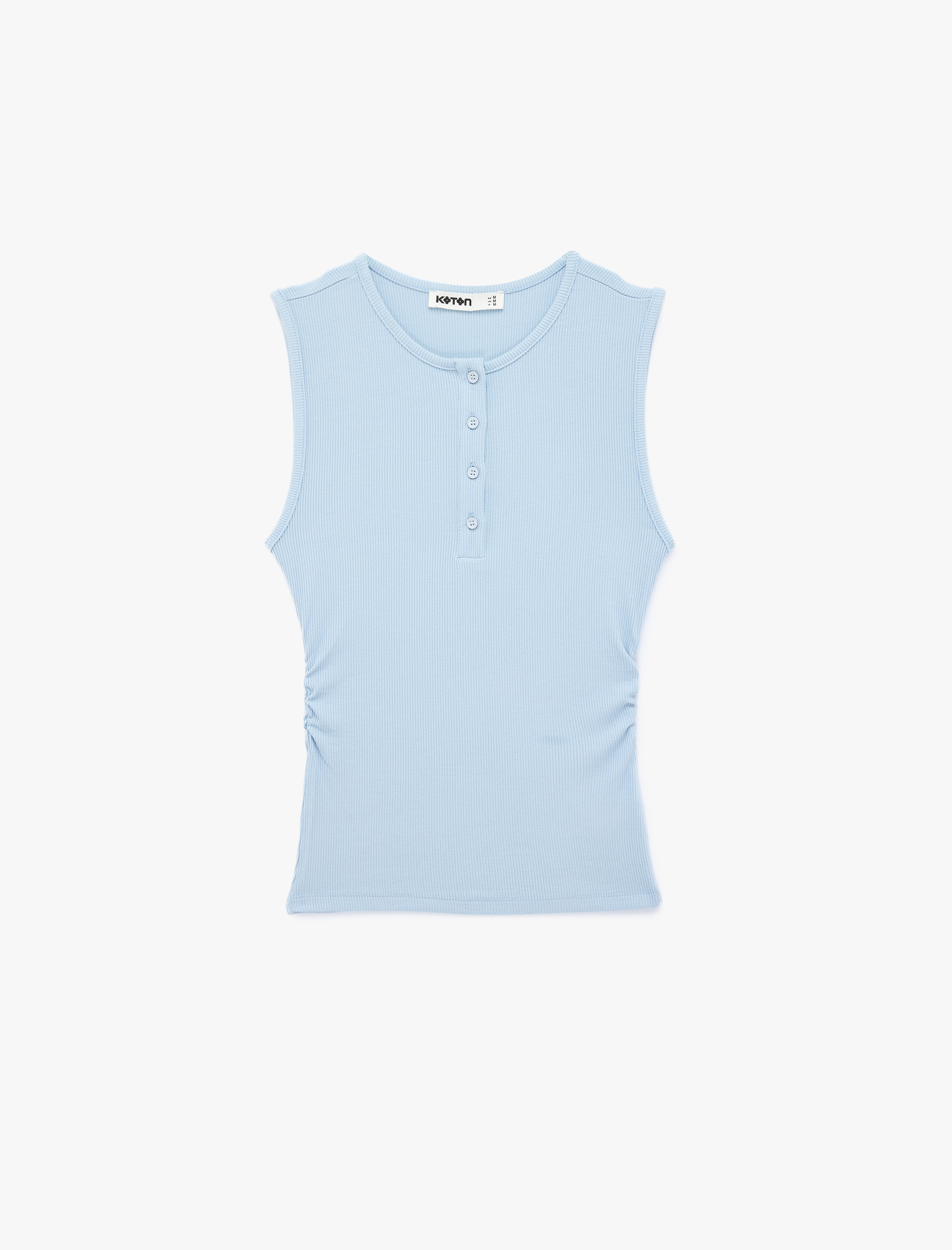   Ribanalı Düğmeli Yuvarlak Henley Yaka Fitilli Atlet