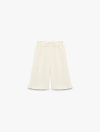 Pamuklu Beli Lastikli Müslin Geniş Paça Pantolon
