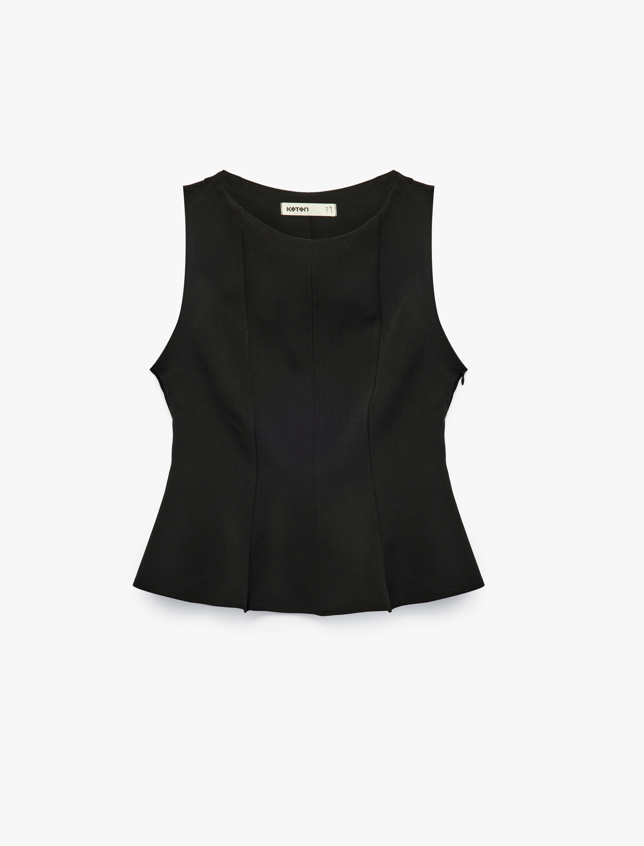   Slim Fit Kolsuz Bisiklet Yaka Peplum Bluz