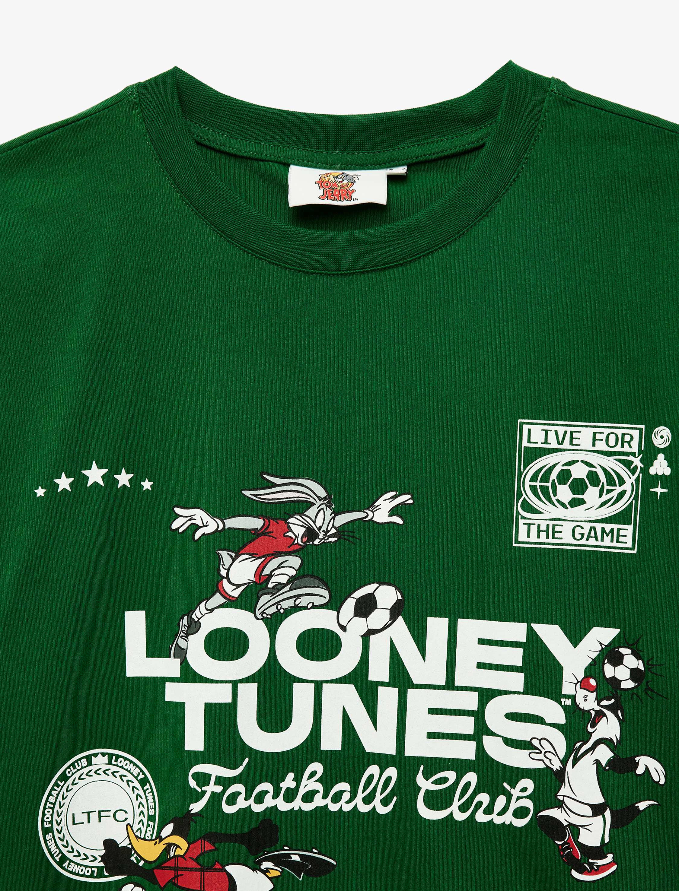   Looney Tunes Lisanslı Futbol Temalı Baskılı Bisiklet Yaka Kısa Kollu Tişört
