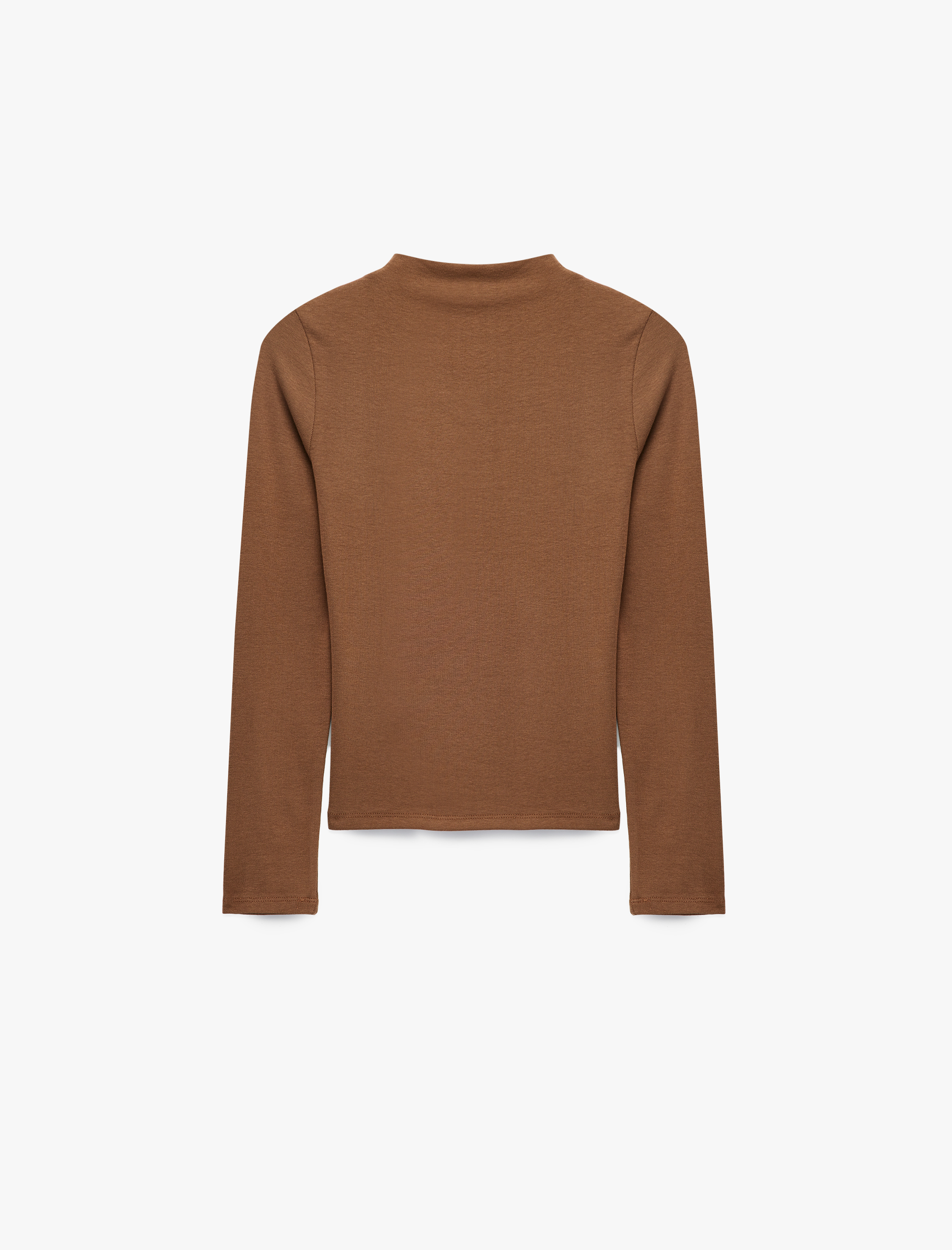   Modal Karışımlı Slim Fit Dik Yaka Uzun Kollu Tişört