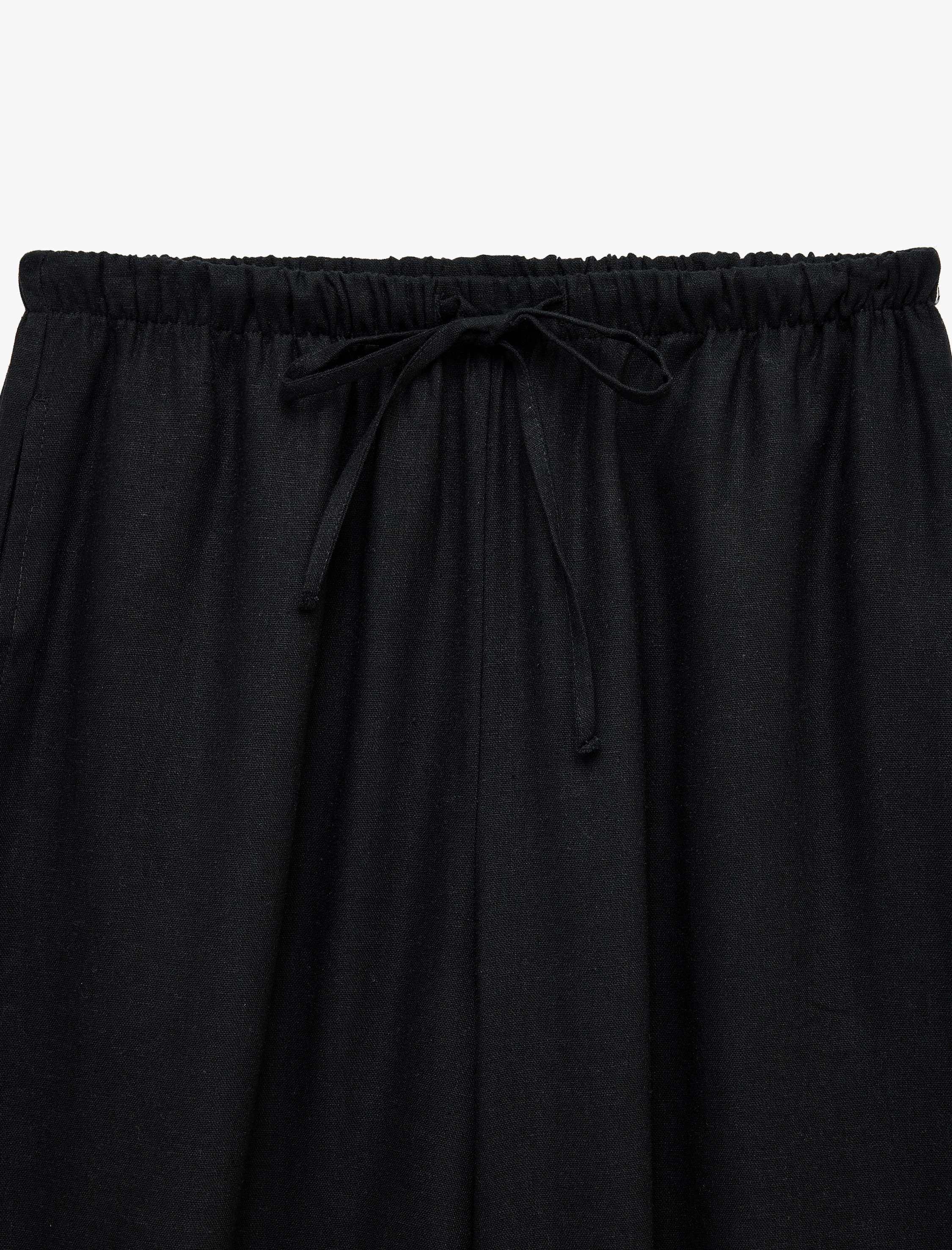   Keten Karışımlı Rahat Kalıp Bağcıklı Şalvar Pantolon