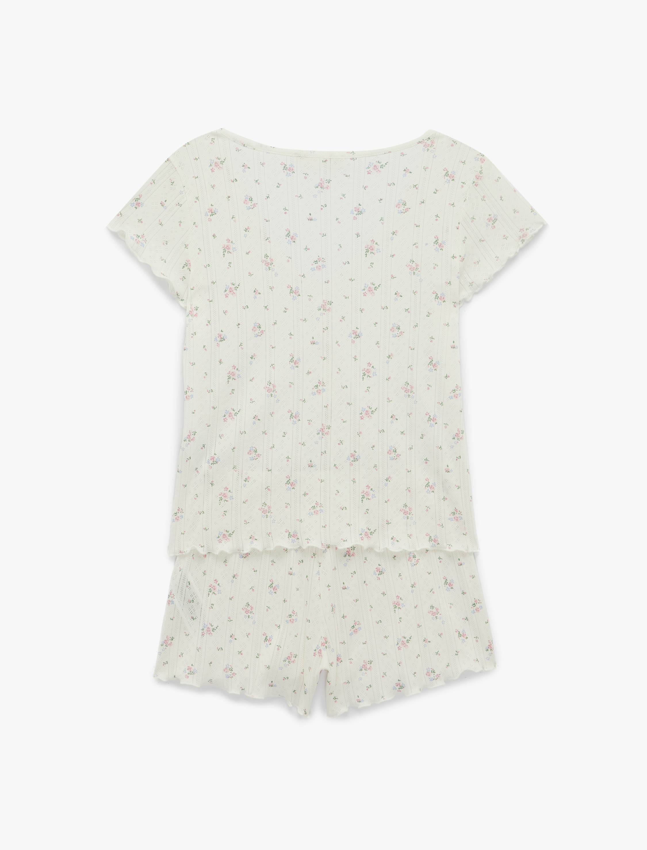   Pamuklu Kısa Kollu Desenli Şortlu Pijama Takımı