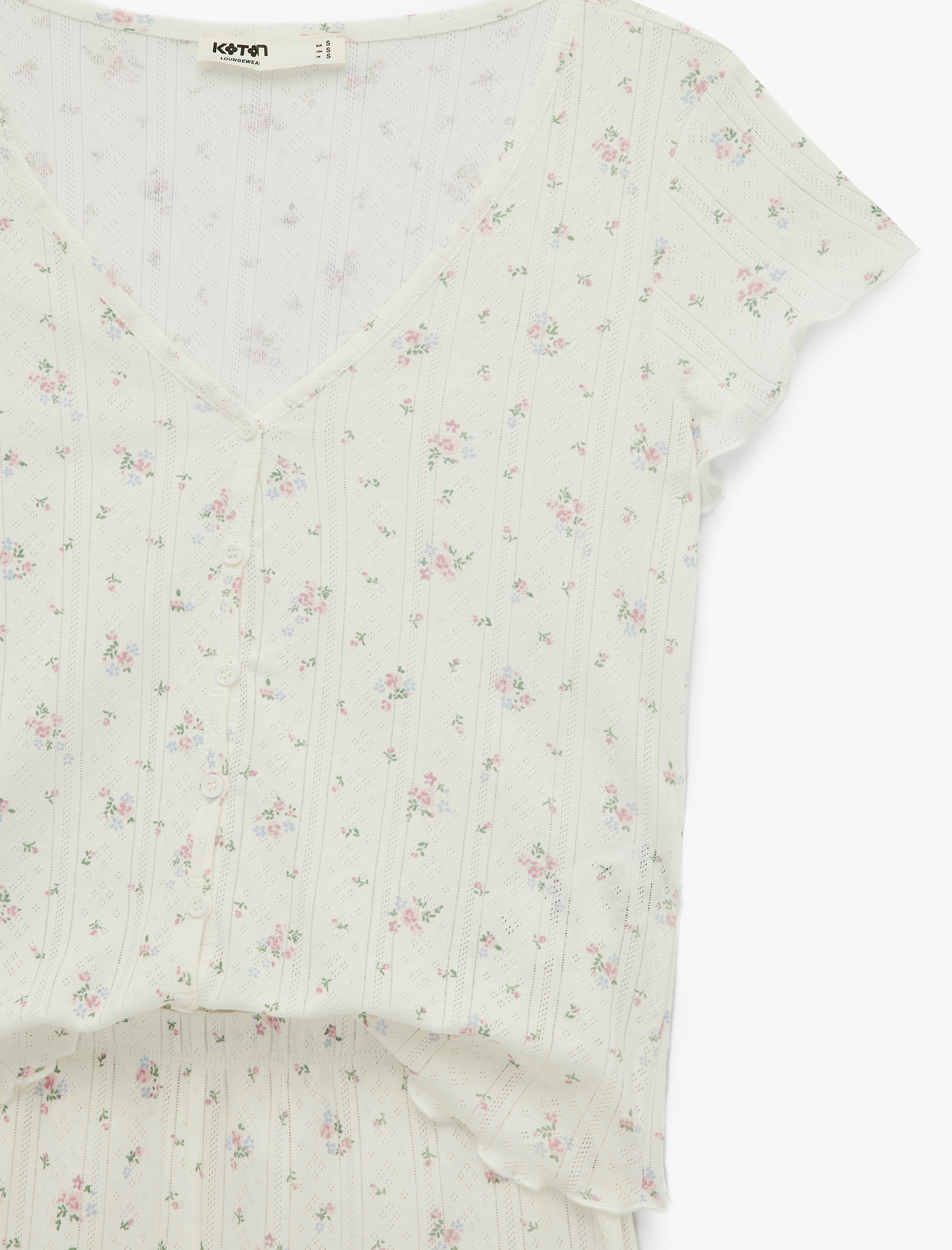   Pamuklu Kısa Kollu Desenli Şortlu Pijama Takımı