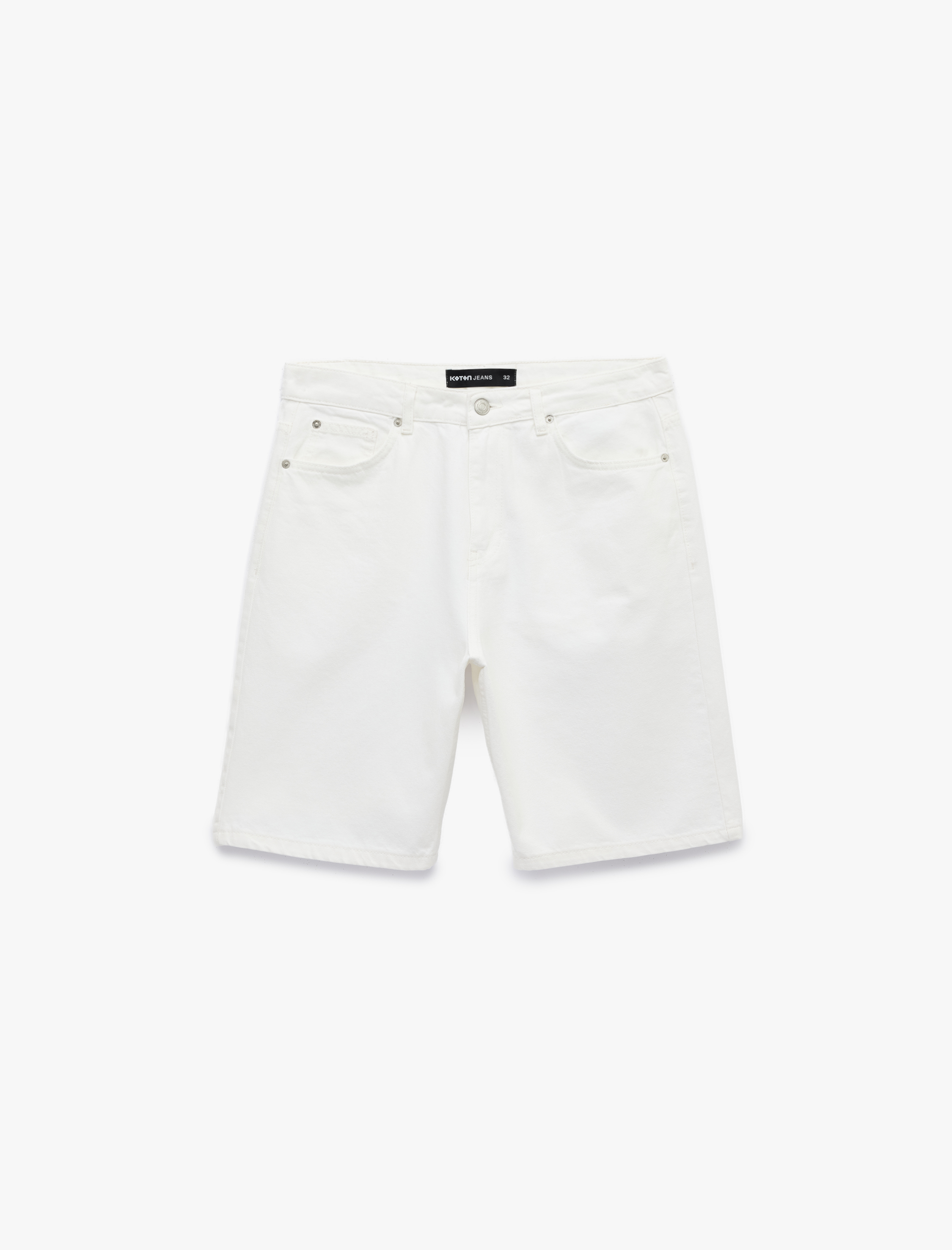   Normal Bel Pamuklu Straight Fit Cepli Bermuda Jean Şort
