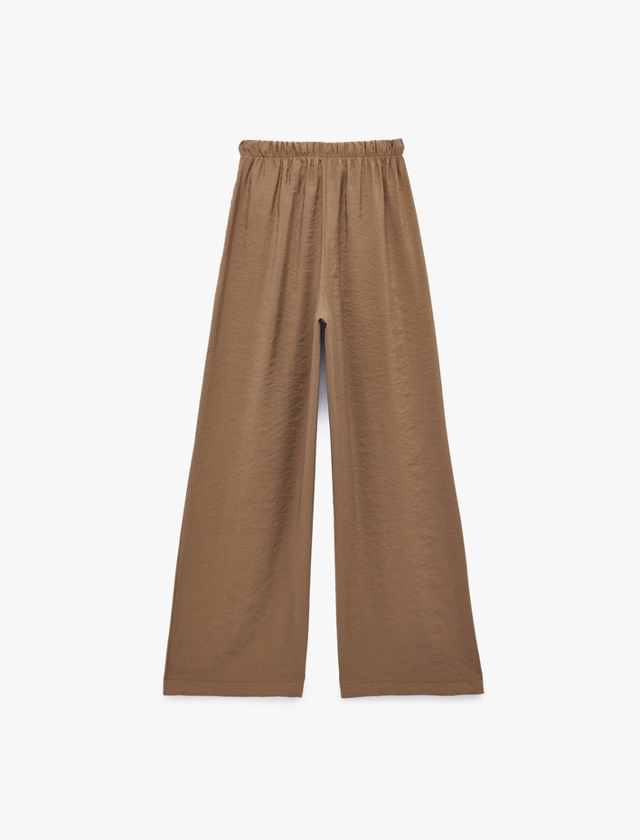  Modal Kumaş Rahat Kalıp Beli Lastikli Bağcıklı Geniş Paça Pantolon