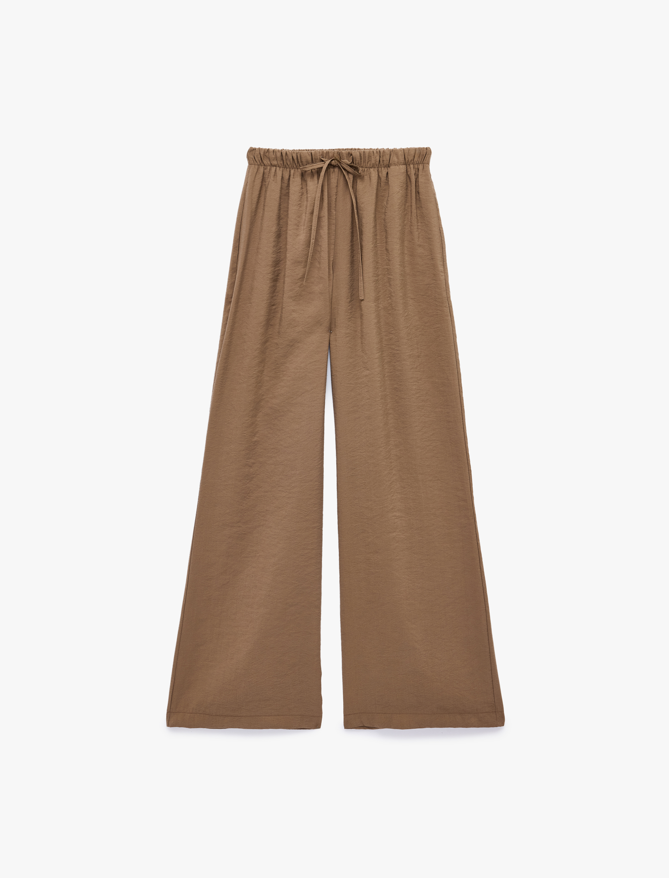   Modal Kumaş Rahat Kalıp Beli Lastikli Bağcıklı Geniş Paça Pantolon