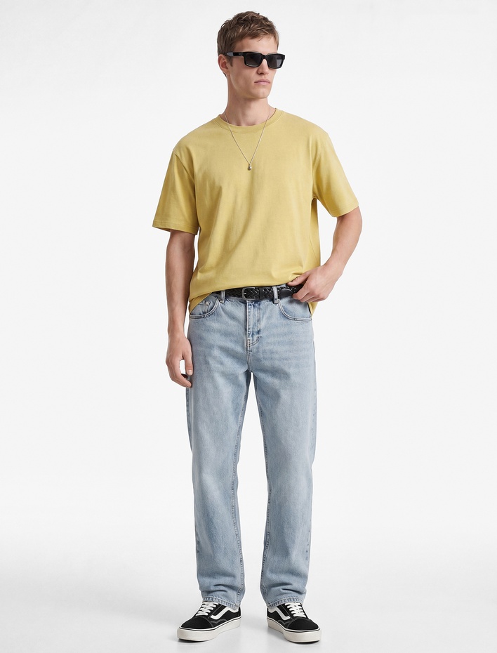  Normal Bel Pamuklu Vintage Straight Jean Pantolon