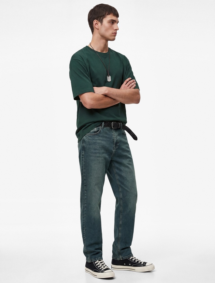  Pamuklu Normal Bel Straight Fit Jean Pantolon - Mark Jean
