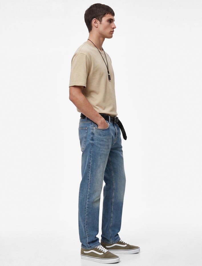  Normal Bel Pamuklu Straight Fit Jean Pantolon - Mark Jean