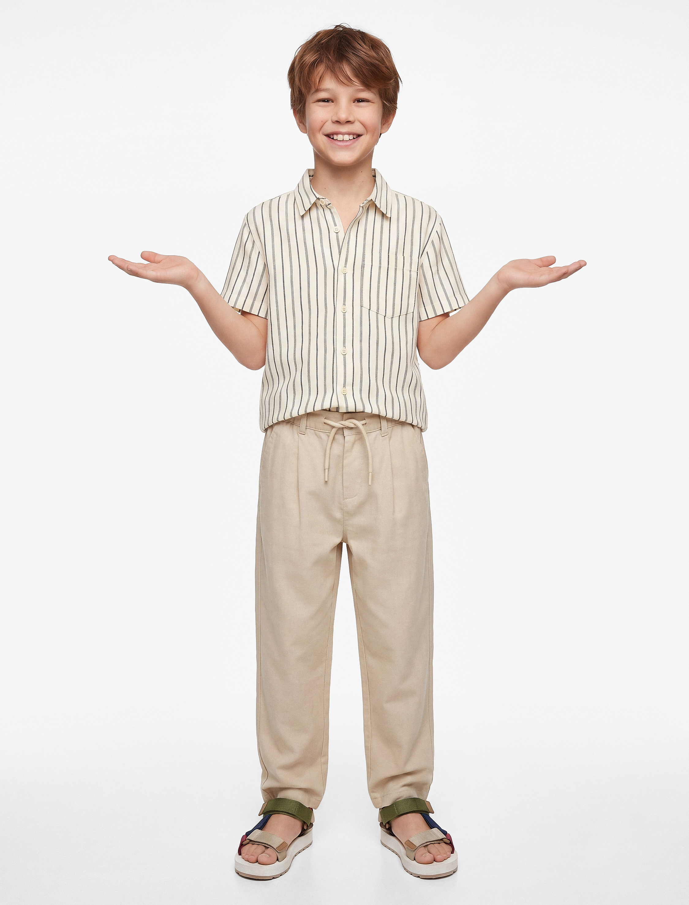  Erkek Çocuk Beli Lastikli Düğmeli Viskon Basic Pantolon
