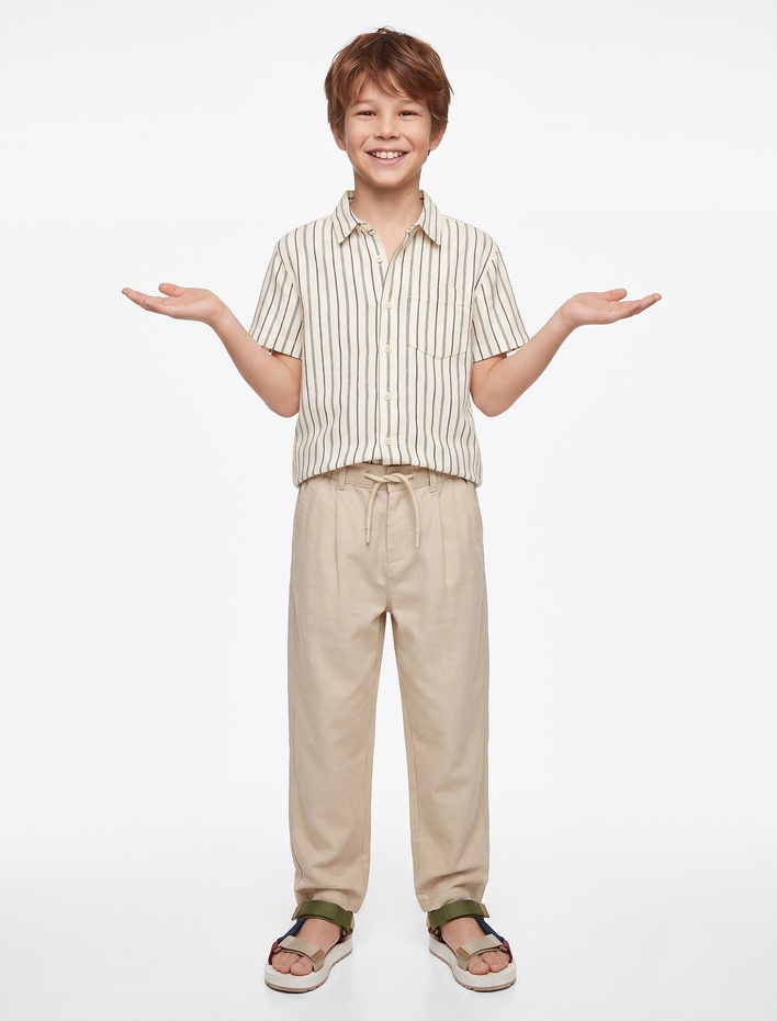 Erkek Çocuk Beli Lastikli Düğmeli Viskon Basic Pantolon