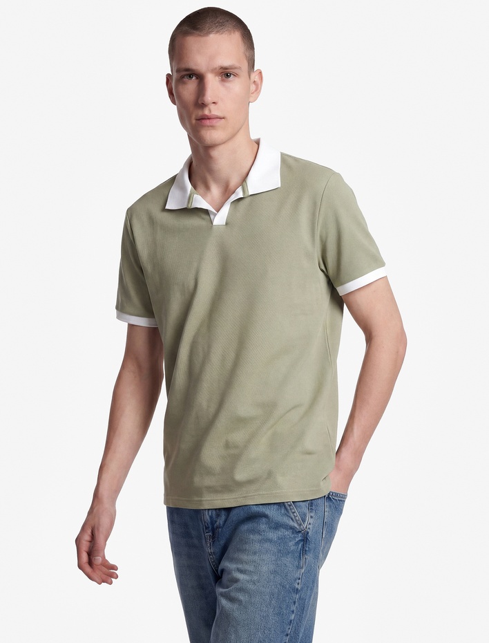  Pamuklu Regular Fit Kısa Kollu Renk Kontrastlı Polo Yaka Tişört