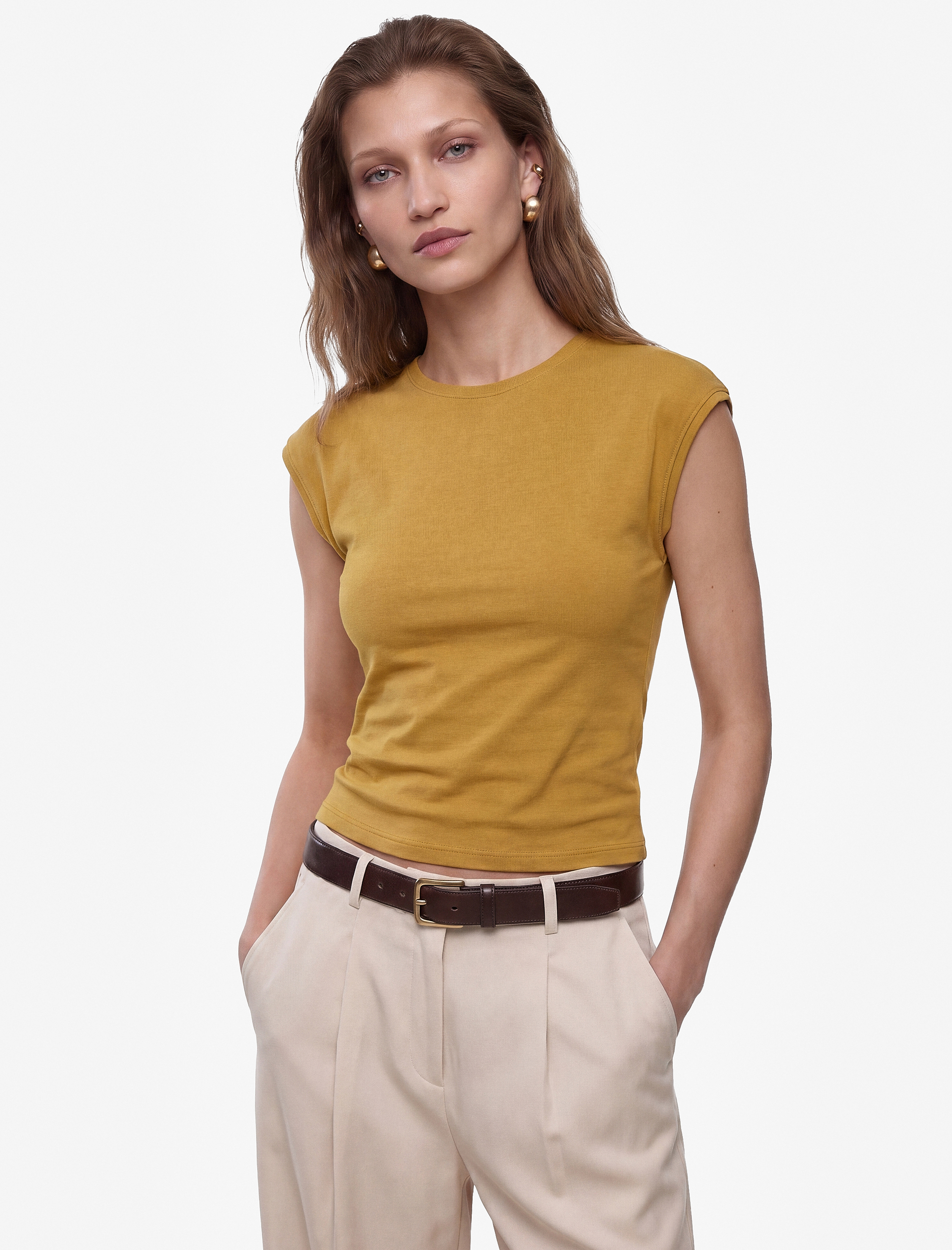   Slim Fit Pamuklu Bisiklet Yaka Sıfır Kol Tişört