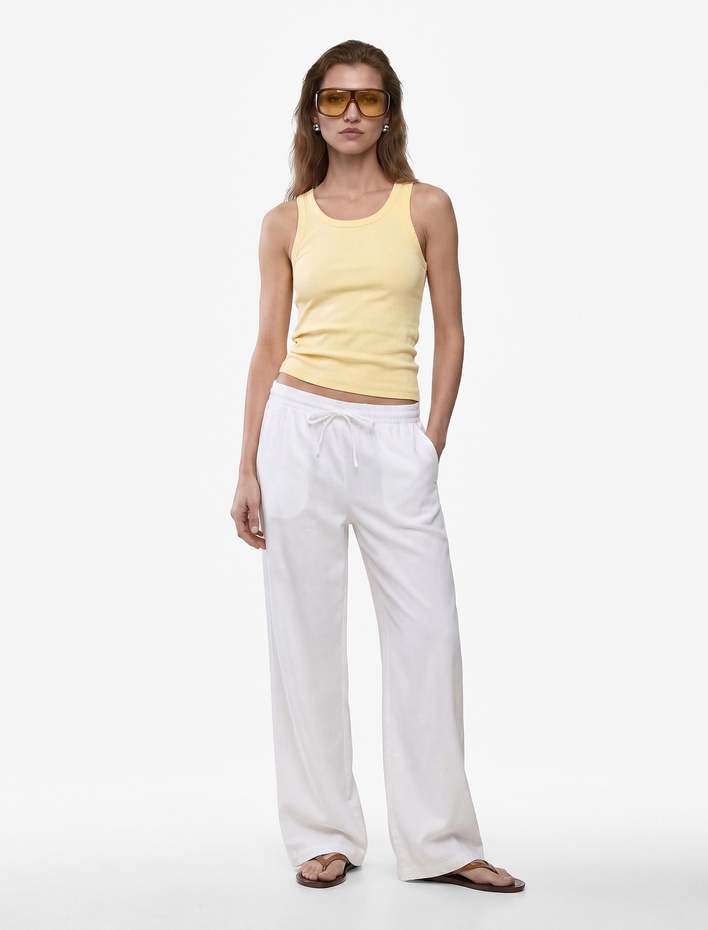  Pamuklu Kaşkorse Slim Fit U Yaka Fitilli Atlet