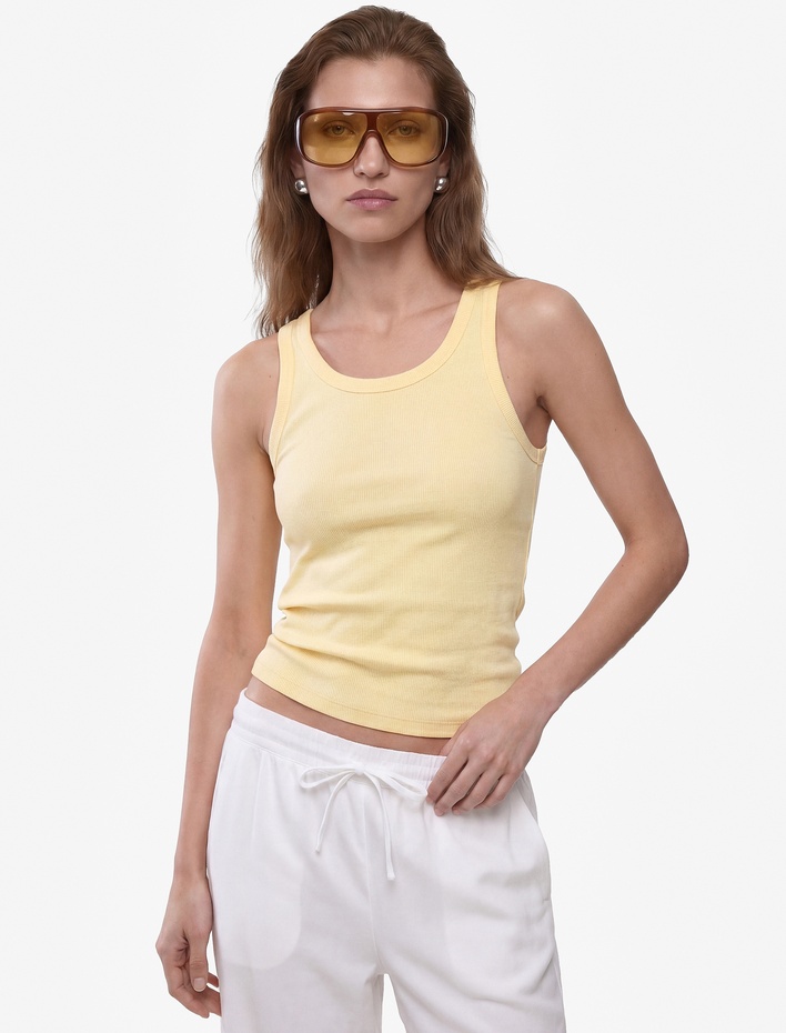  Pamuklu Kaşkorse Slim Fit U Yaka Fitilli Atlet