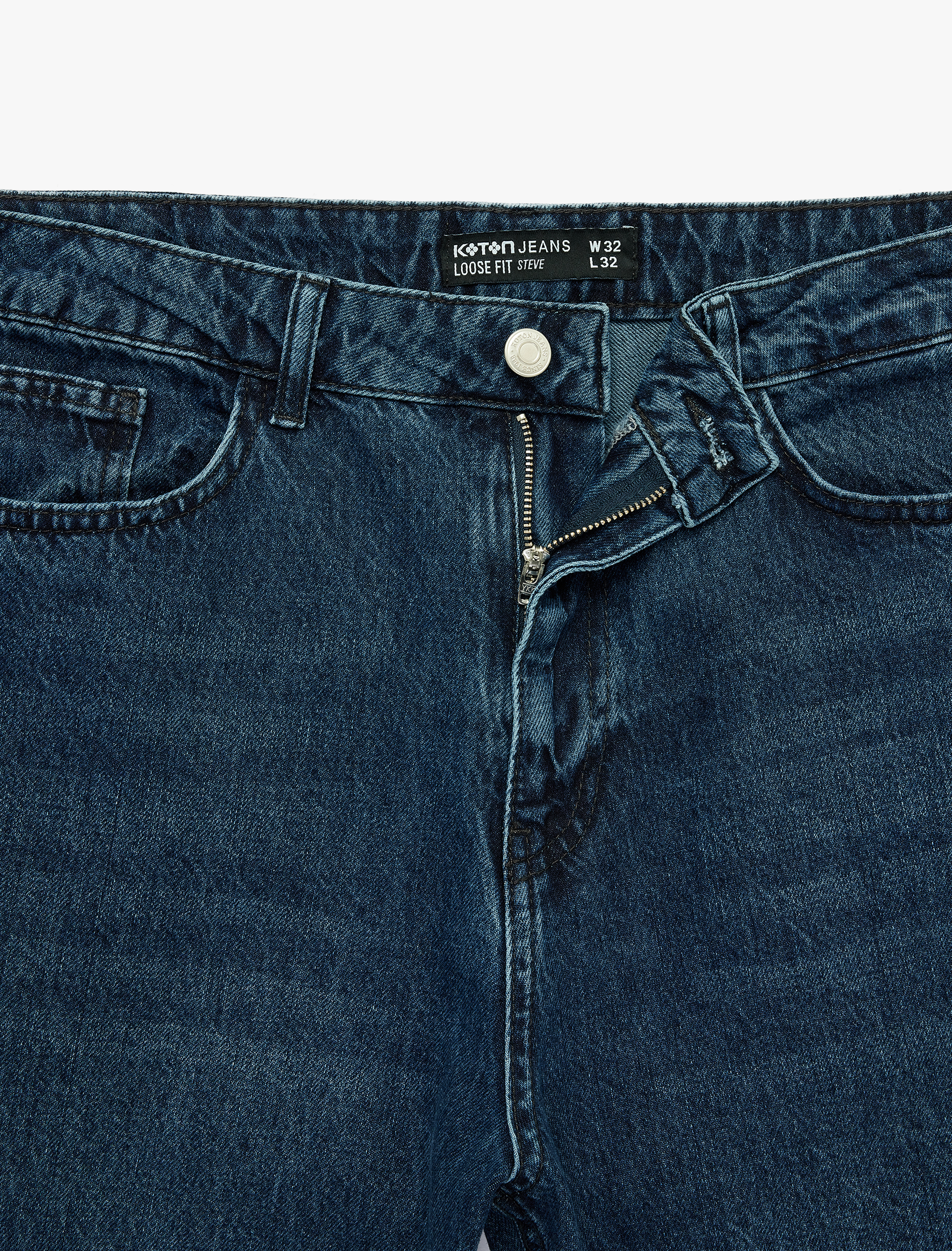   Normal Bel Pamuklu Cepli Bol Loose Fit Jean Pantolon - Steve Jean