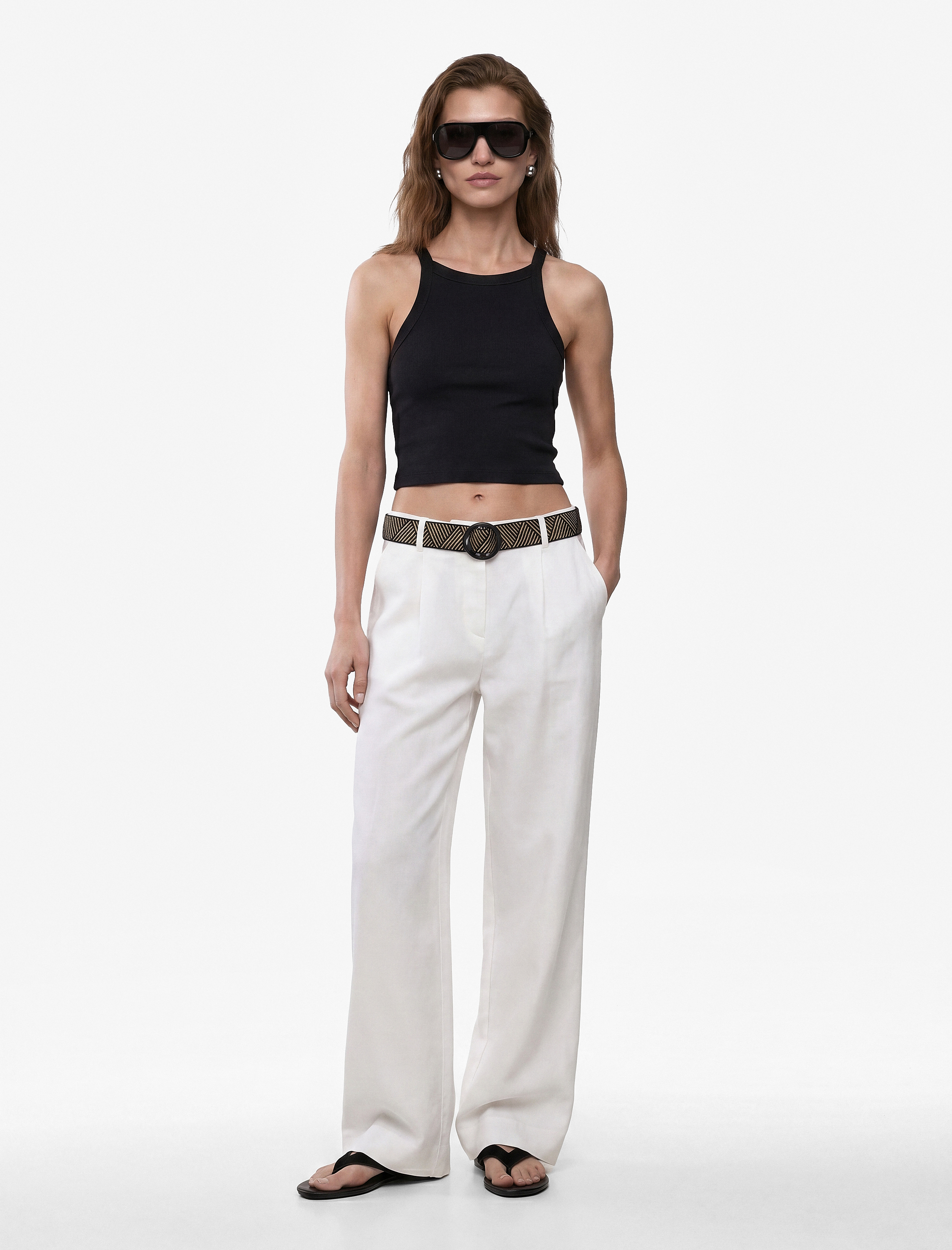   Pamuklu Ribanalı Slim Fit Kolsuz Halter Yaka Crop Top