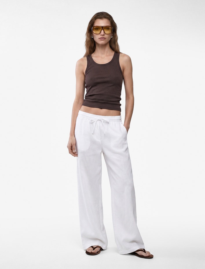  Pamuklu Kaşkorse Slim Fit U Yaka Fitilli Atlet