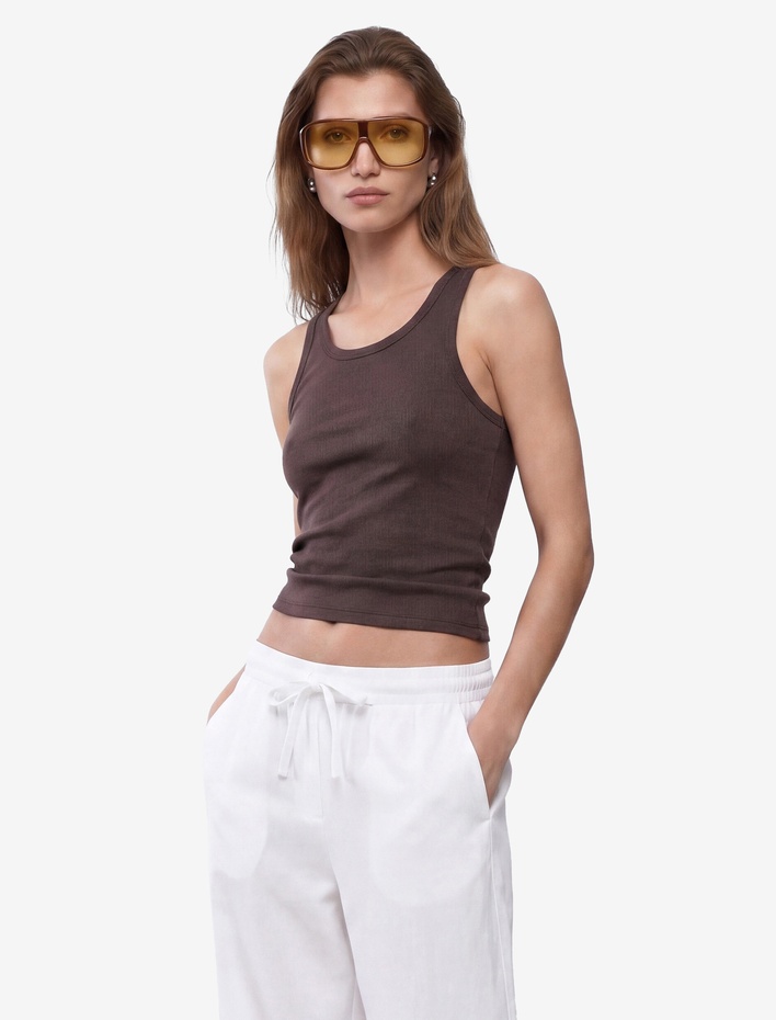  Pamuklu Kaşkorse Slim Fit U Yaka Fitilli Atlet