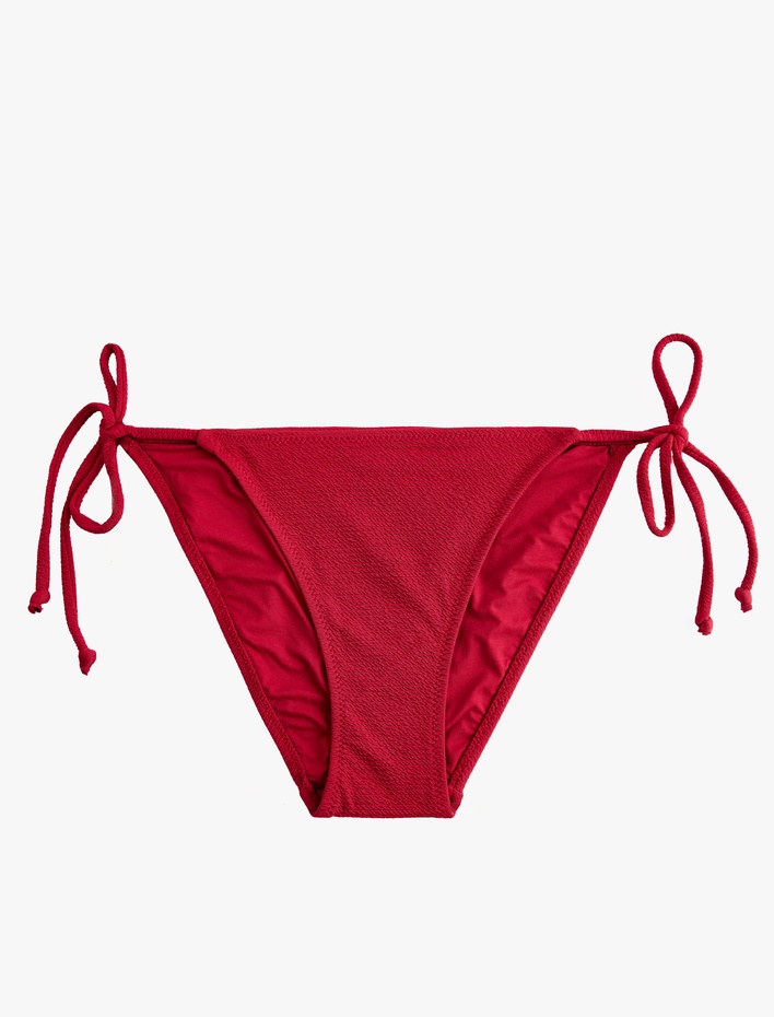  Yanları Bağlamalı İpli Dokulu Bikini Altı