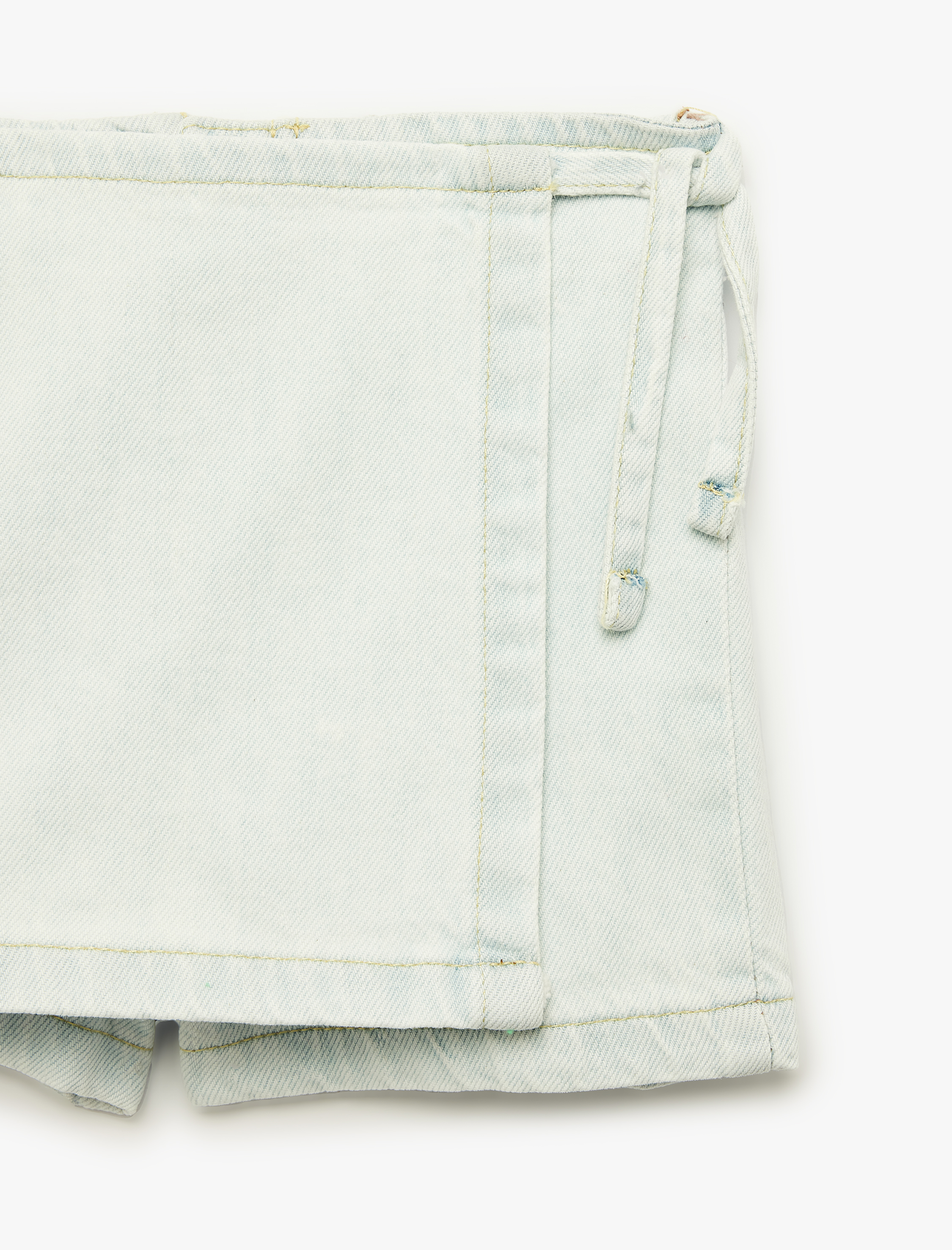  Kız Bebek Normal Bel Bağlama Detaylı Pamuklu Denim Şort Etek