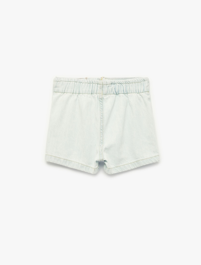 Kız Bebek Normal Bel Bağlama Detaylı Pamuklu Denim Şort Etek