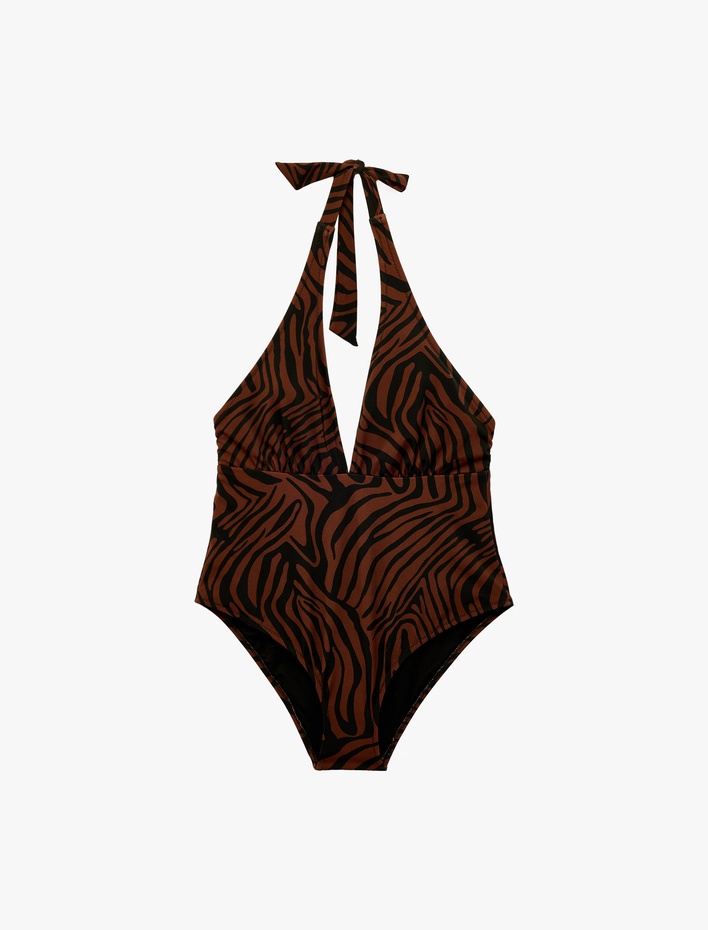  Desenli Halter Yaka Mayo