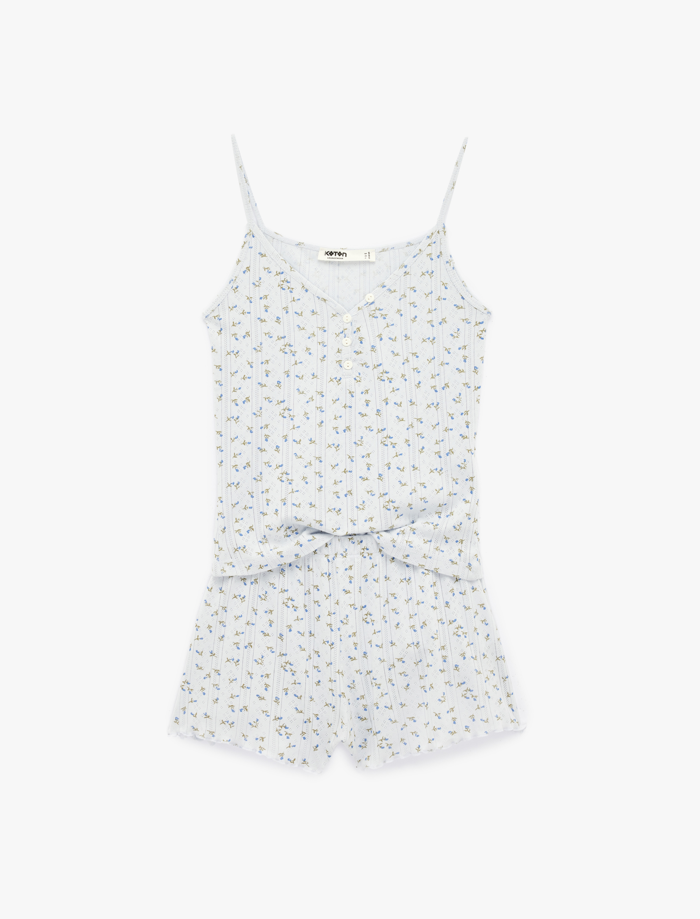   Askılı Çiçekli Şortlu Pijama Takımı