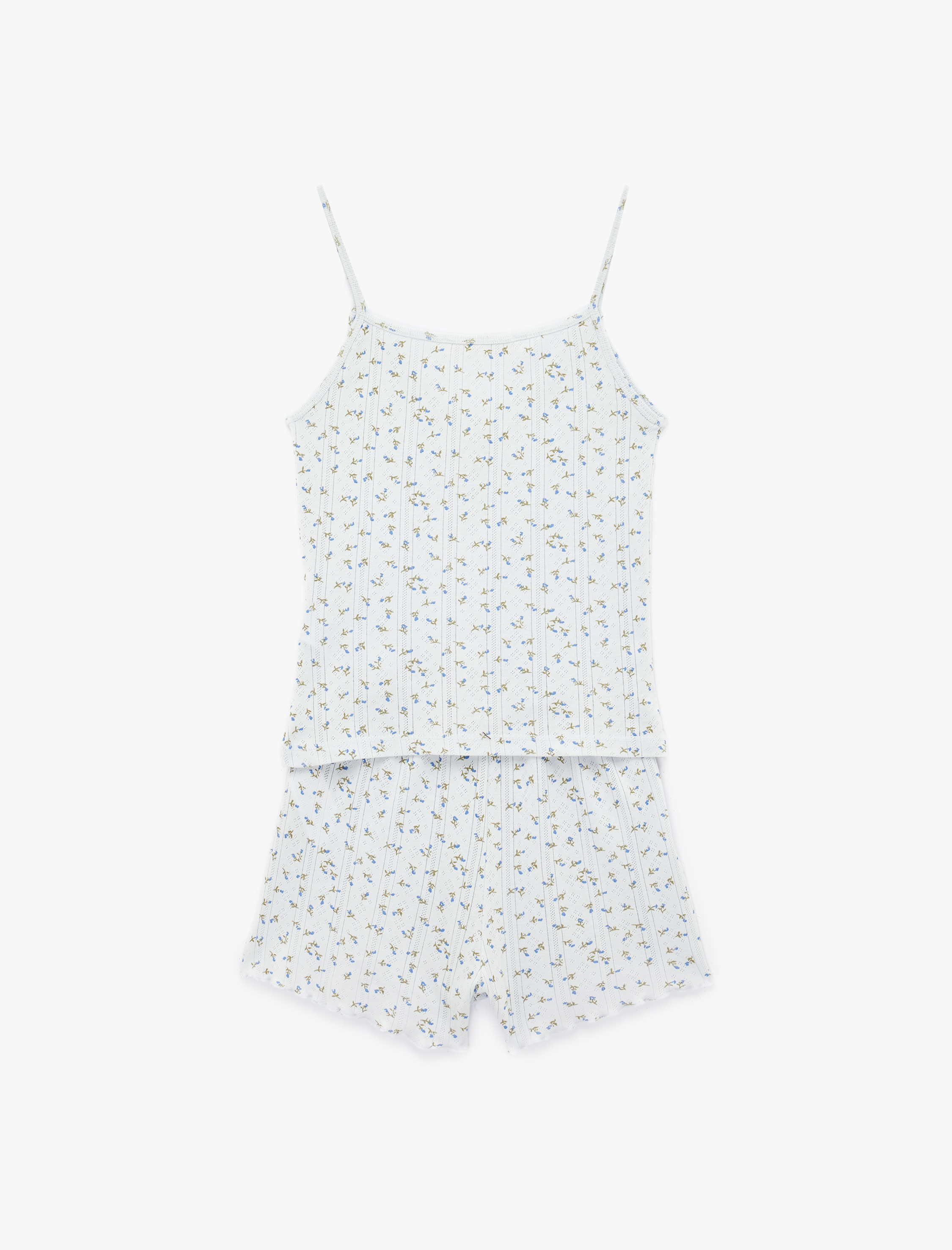   Askılı Çiçekli Şortlu Pijama Takımı