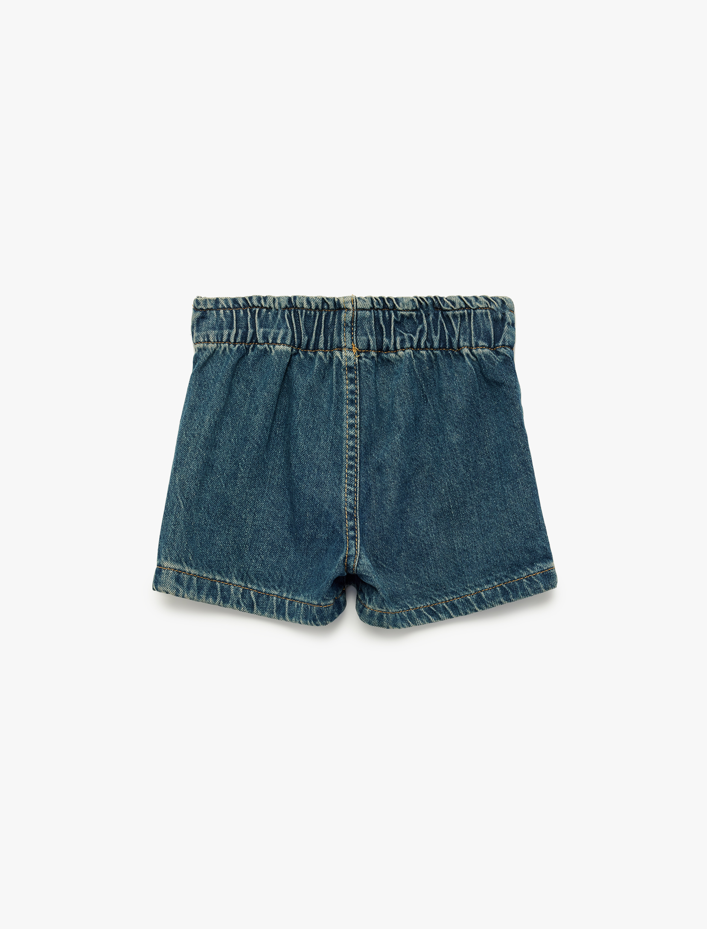  Kız Bebek Normal Bel Bağlama Detaylı Pamuklu Denim Şort Etek