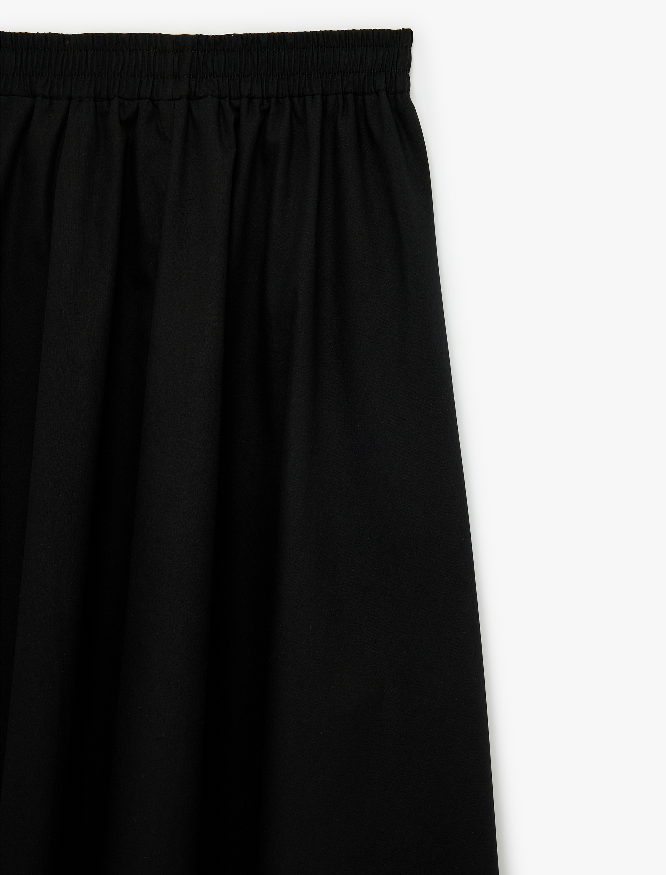   Pamuklu Beli Lastikli Çan Kesim Maxi Etek
